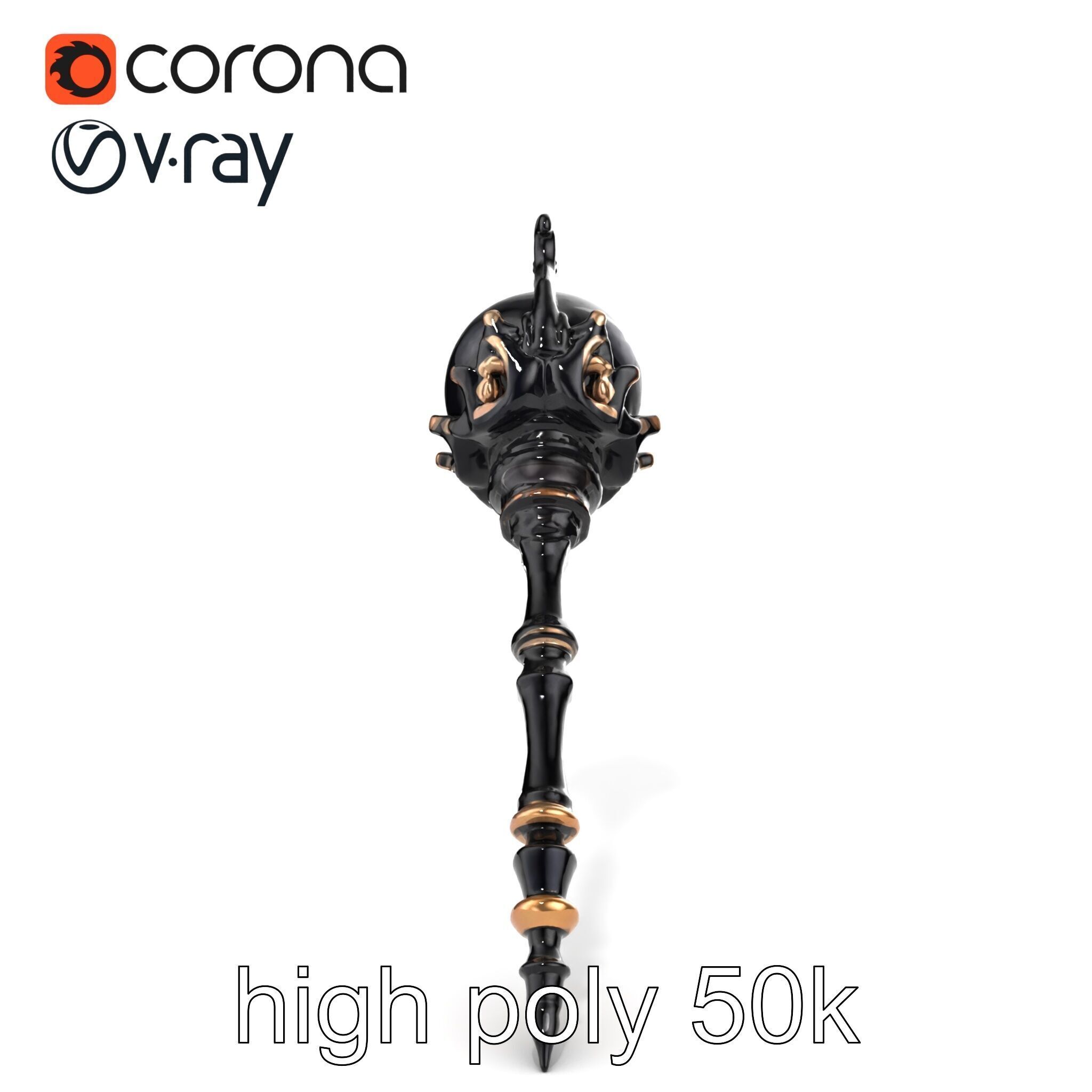 Necromancer Ebony Staff with Obsidian Orb model pack Low-poly 3D model_26