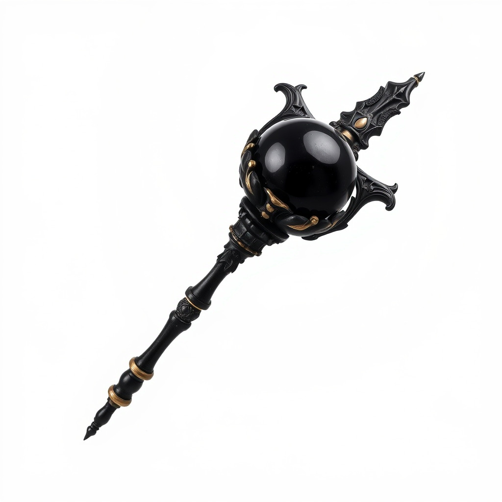 Necromancer Ebony Staff with Obsidian Orb model pack Low-poly 3D model_4