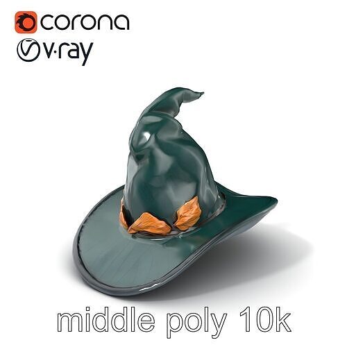 Enchanted Sorcerers Hat with Leaf Motif model pack Low-poly 3D model