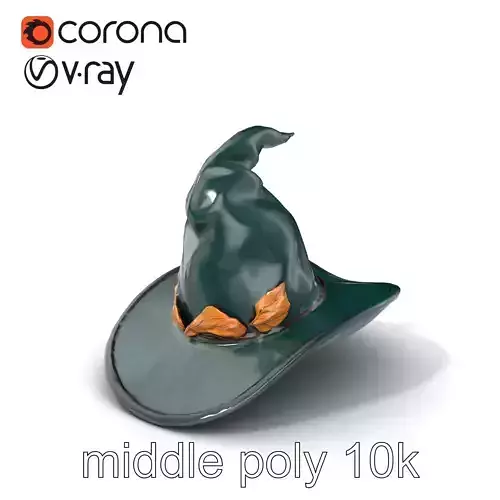 Enchanted Sorcerers Hat with Leaf Motif model pack Low-poly 3D model