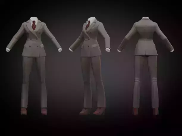Female dress suit stylised lowpoly 