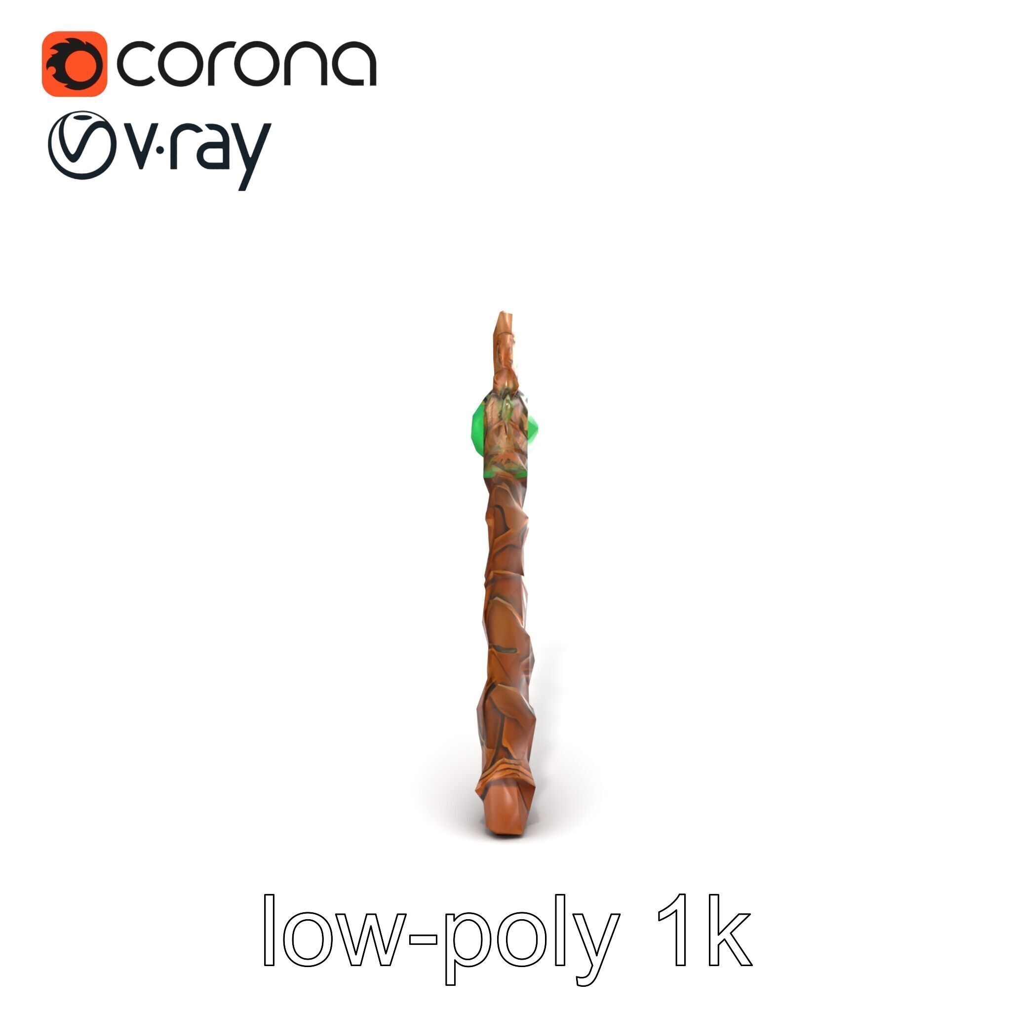 Mystical Druidic Staff with Emerald Vines model pack Low-poly 3D model_28