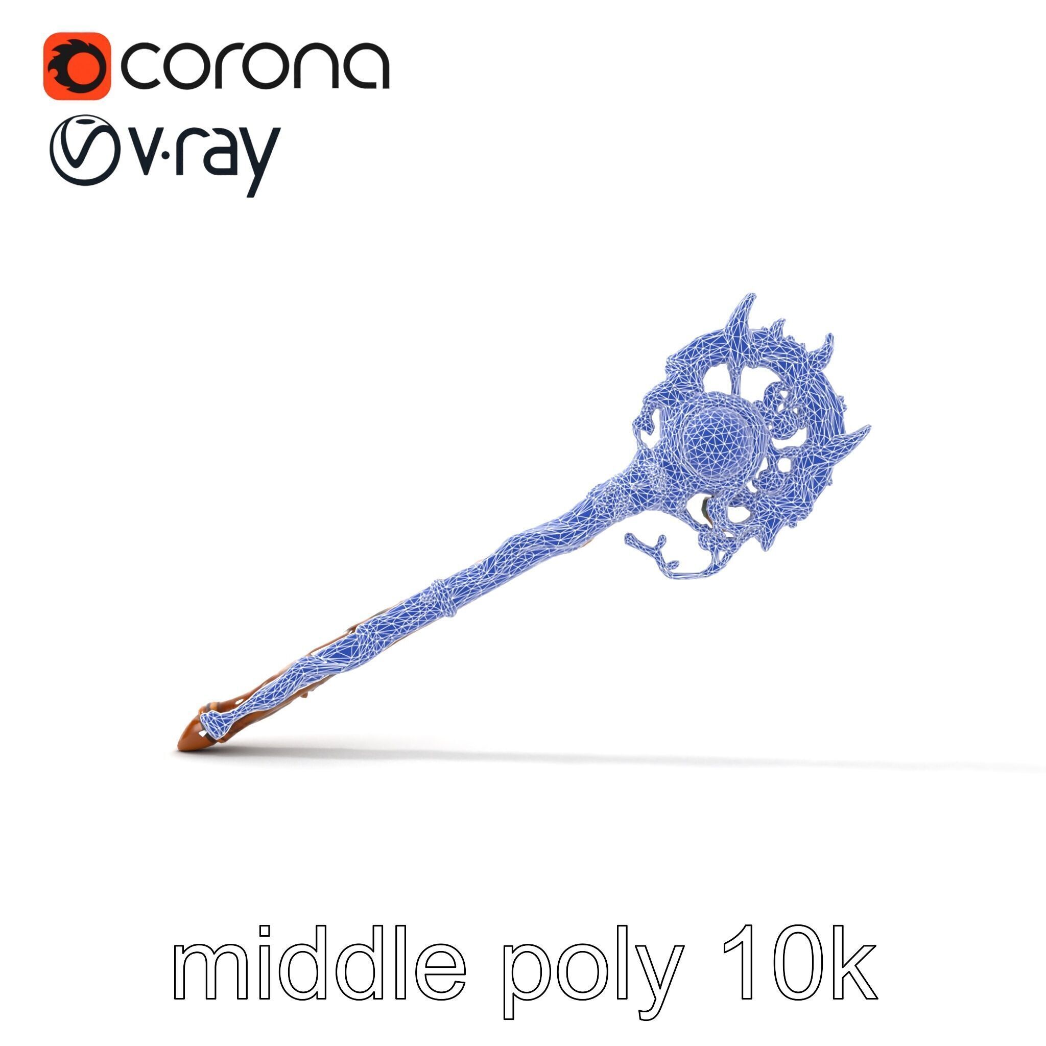 Mystical Druidic Staff with Emerald Vines model pack Low-poly 3D model_16