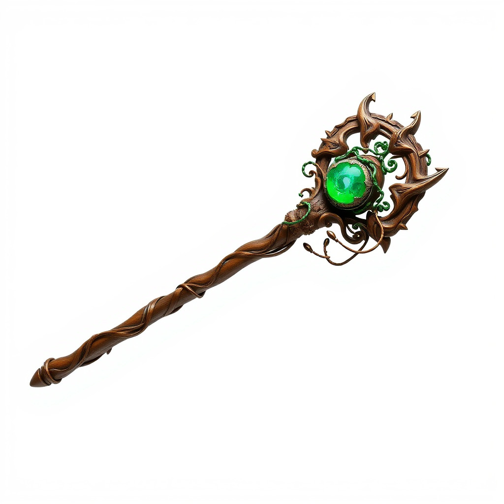 Mystical Druidic Staff with Emerald Vines model pack Low-poly 3D model_4