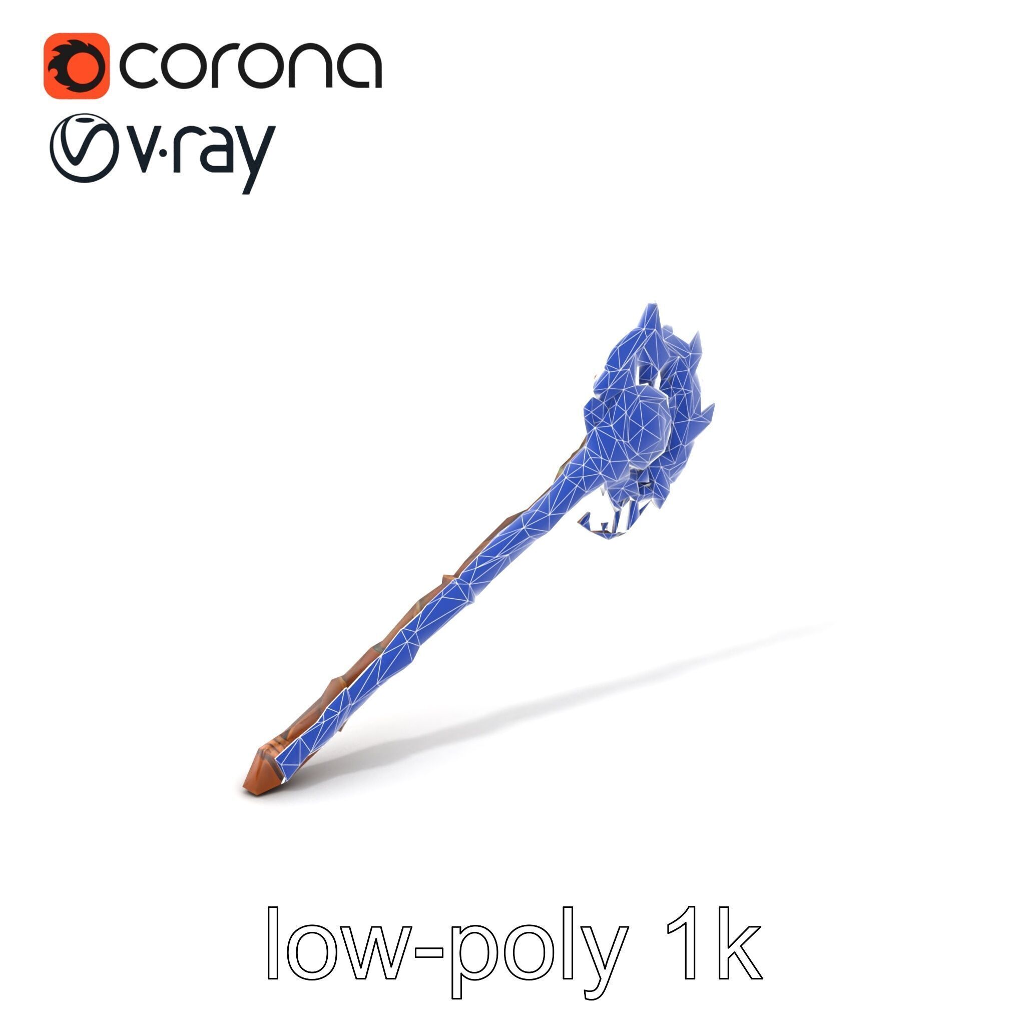 Mystical Druidic Staff with Emerald Vines model pack Low-poly 3D model_7