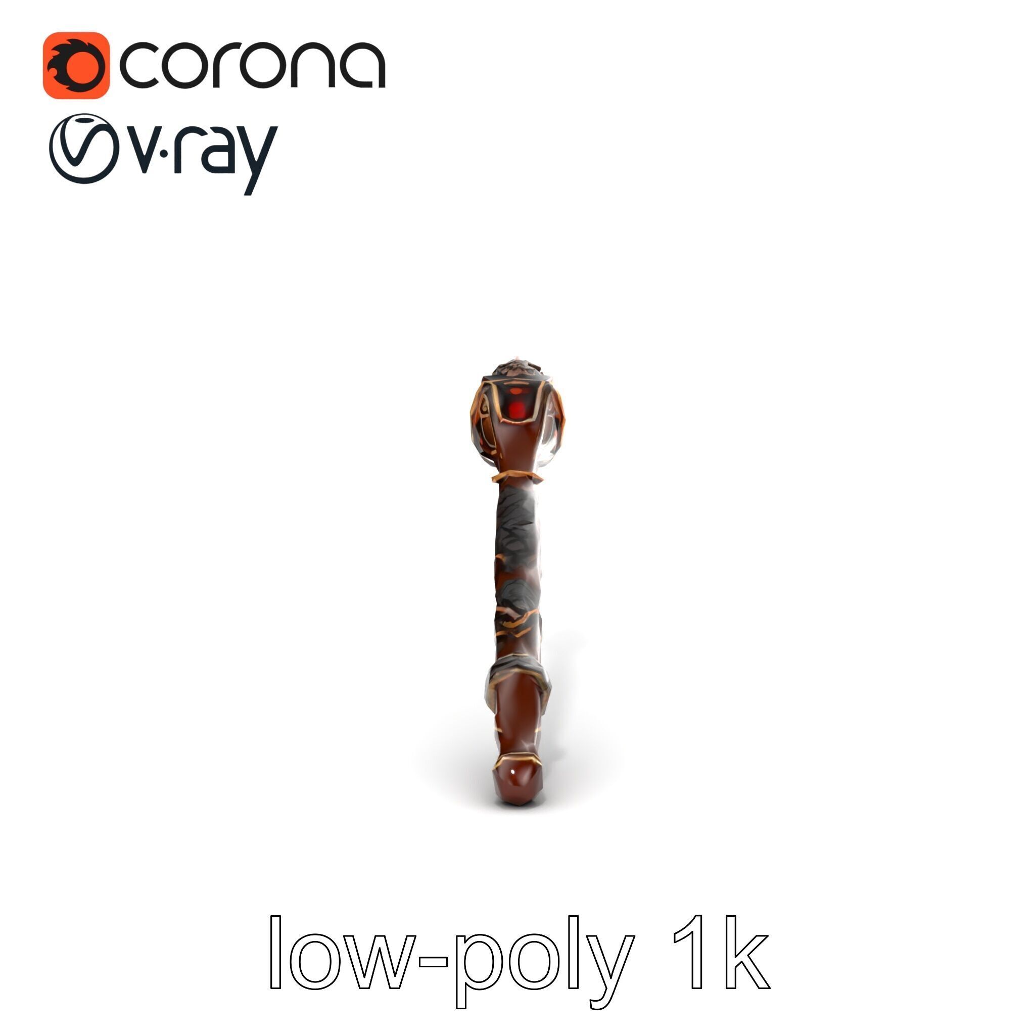 Enchanted Ruby DragonScale Staff model pack Low-poly 3D model_13