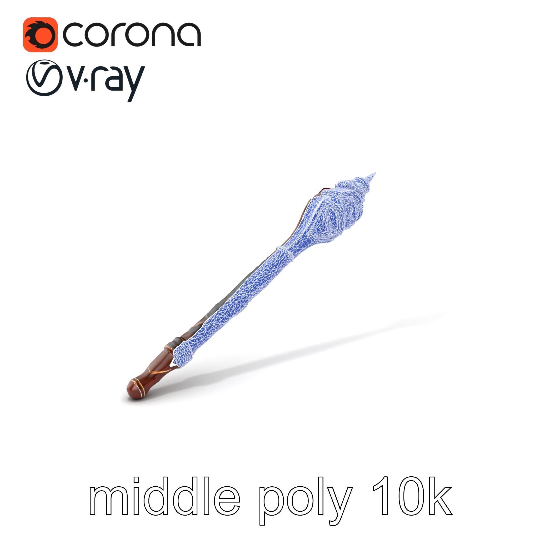 Enchanted Ruby DragonScale Staff model pack Low-poly 3D model_6