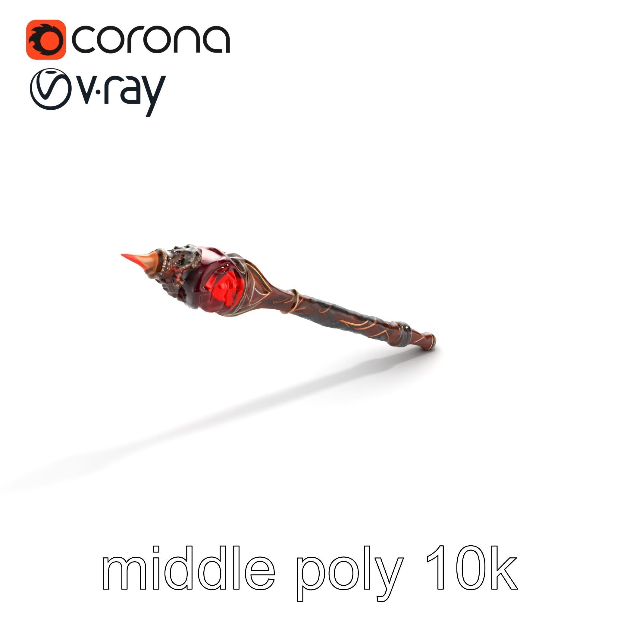 Enchanted Ruby DragonScale Staff model pack Low-poly 3D model_8