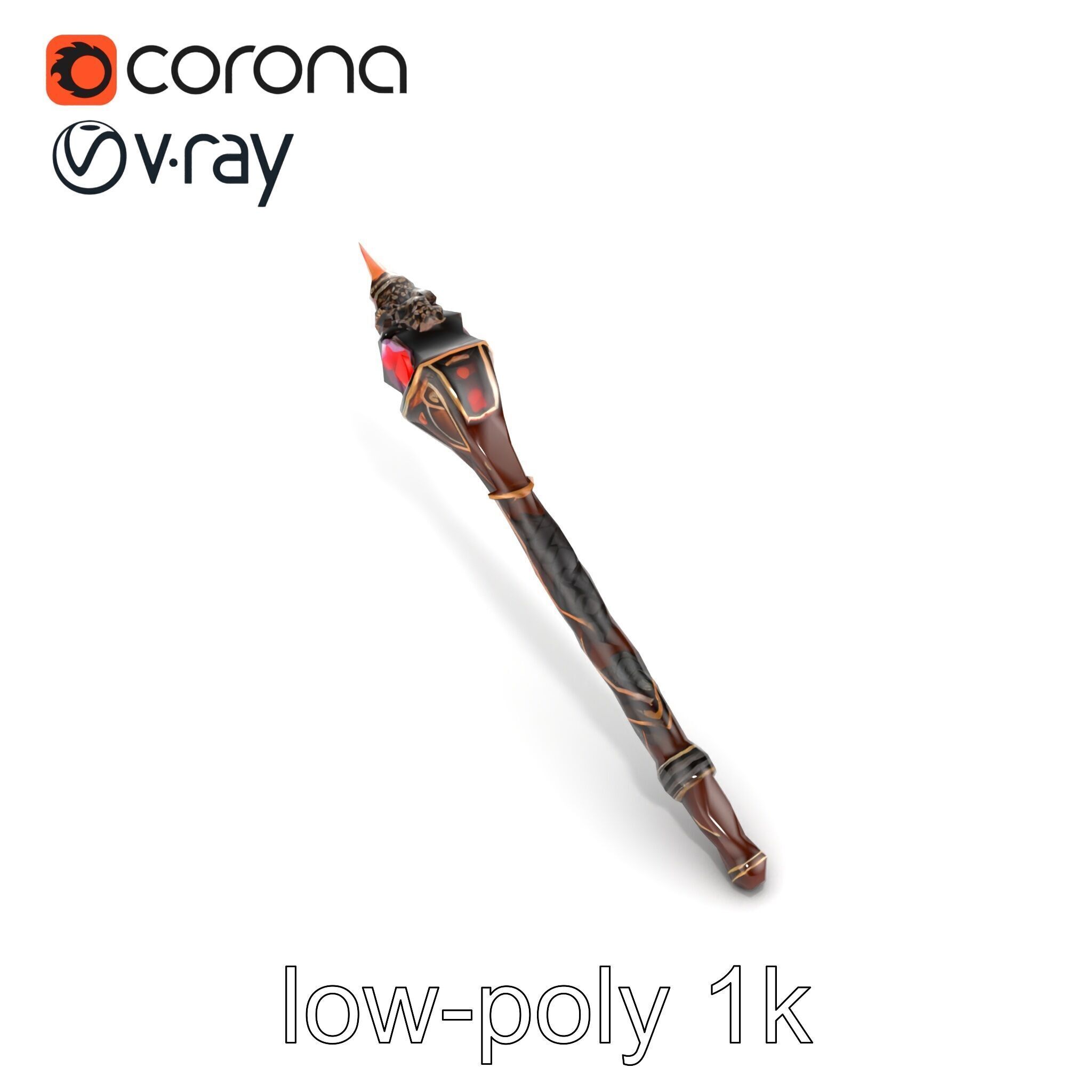 Enchanted Ruby DragonScale Staff model pack Low-poly 3D model_22