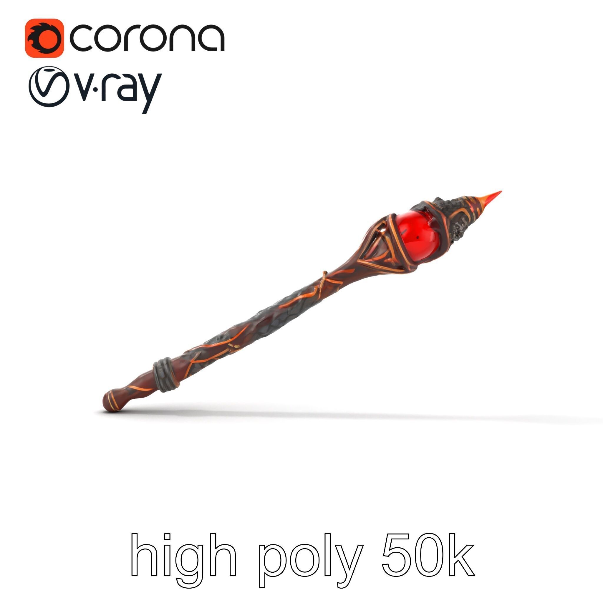 Enchanted Ruby DragonScale Staff model pack Low-poly 3D model_25