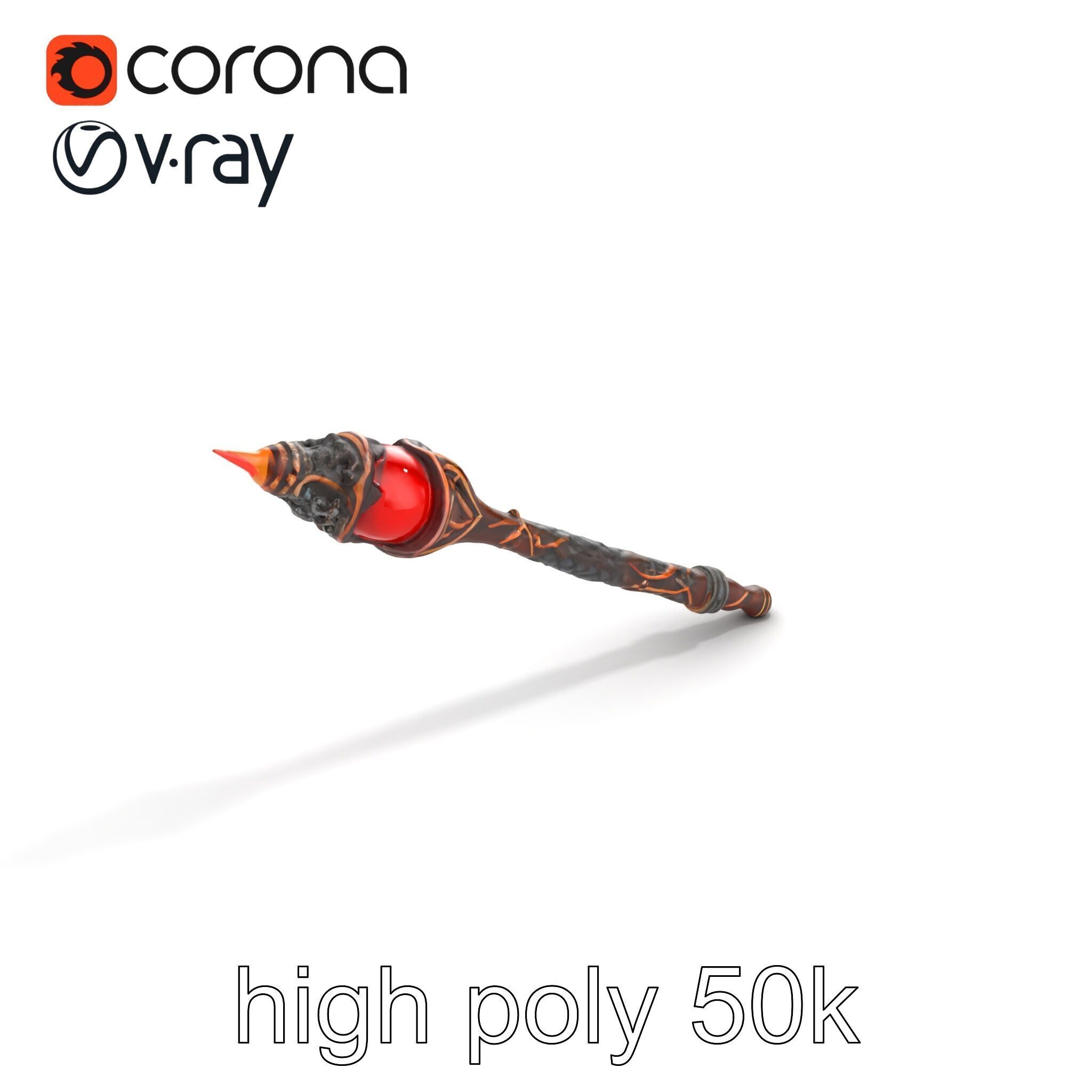 Enchanted Ruby DragonScale Staff model pack Low-poly 3D model_27