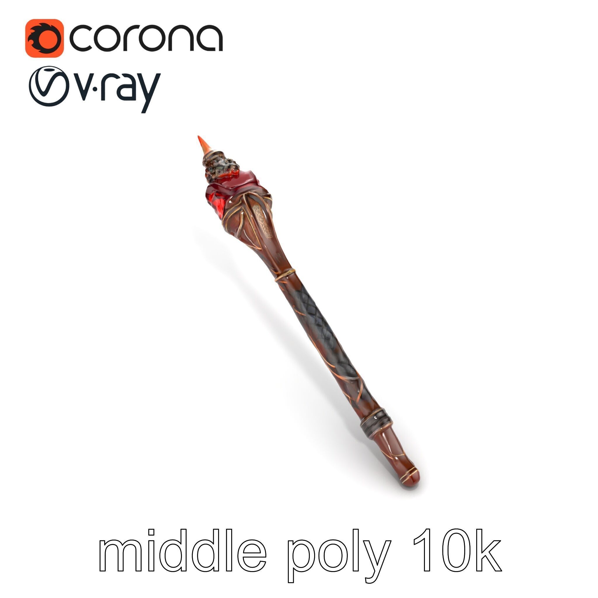 Enchanted Ruby DragonScale Staff model pack Low-poly 3D model_11