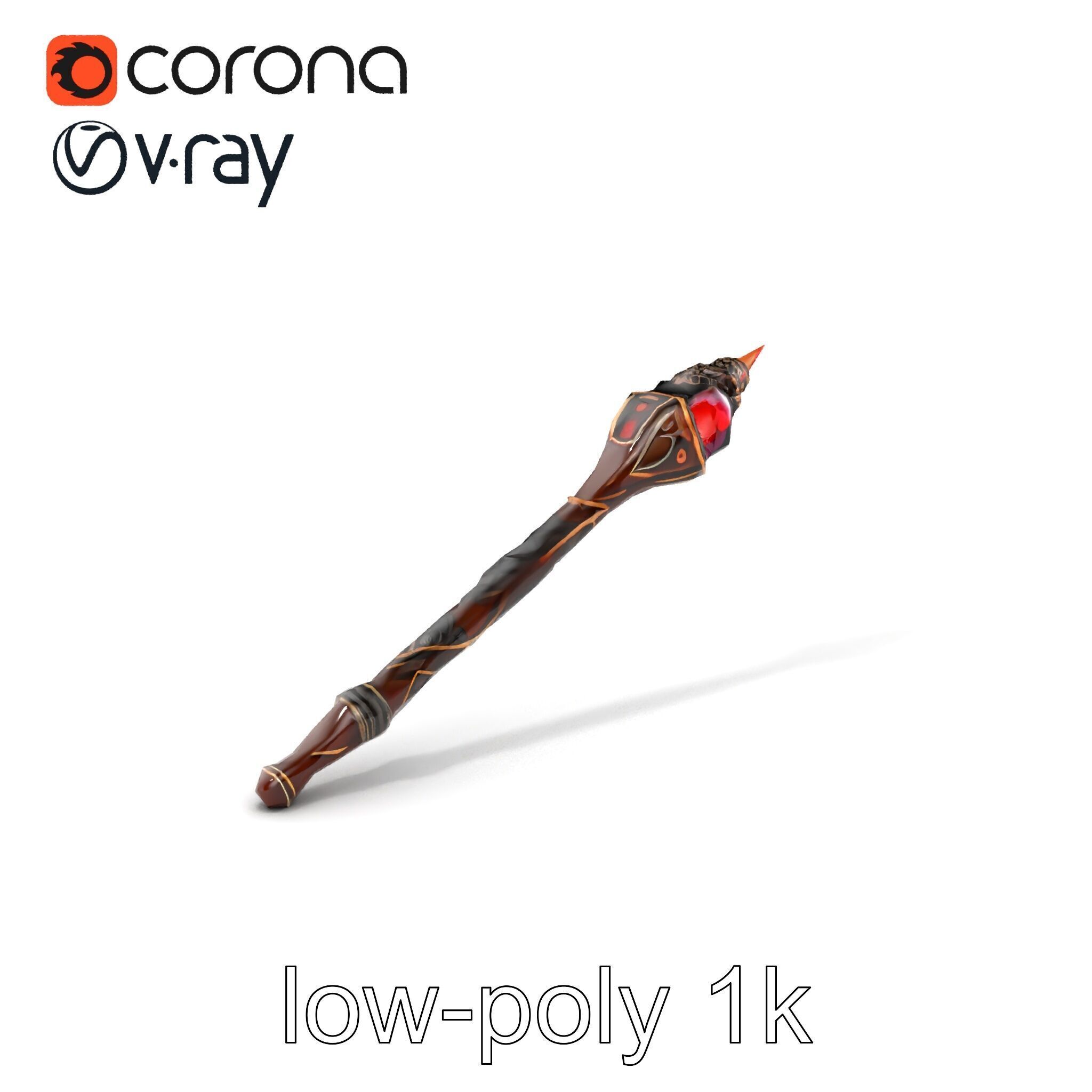 Enchanted Ruby DragonScale Staff model pack Low-poly 3D model_5