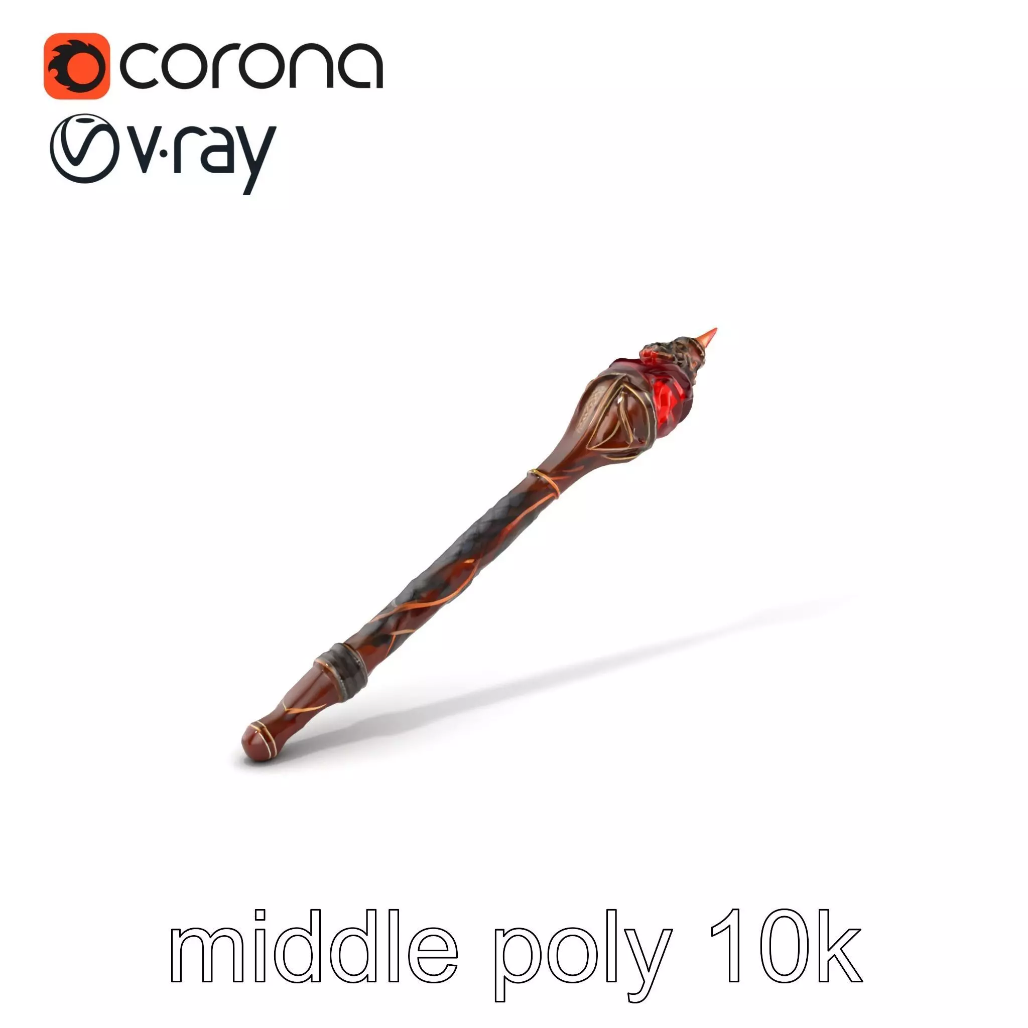 Enchanted Ruby DragonScale Staff model pack Low-poly 3D model_0