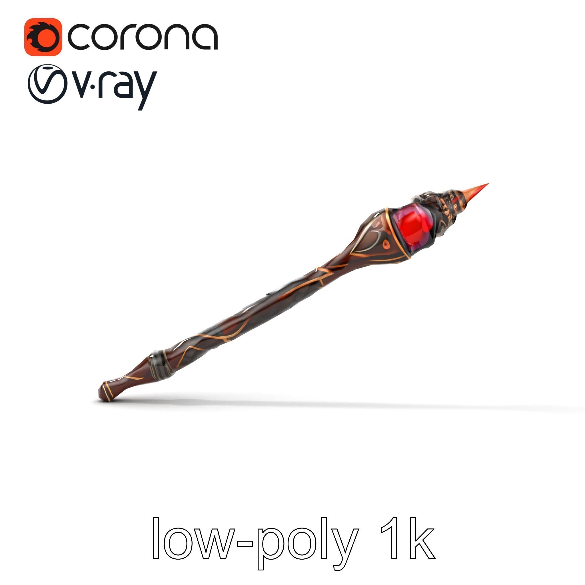 Enchanted Ruby DragonScale Staff model pack Low-poly 3D model_15