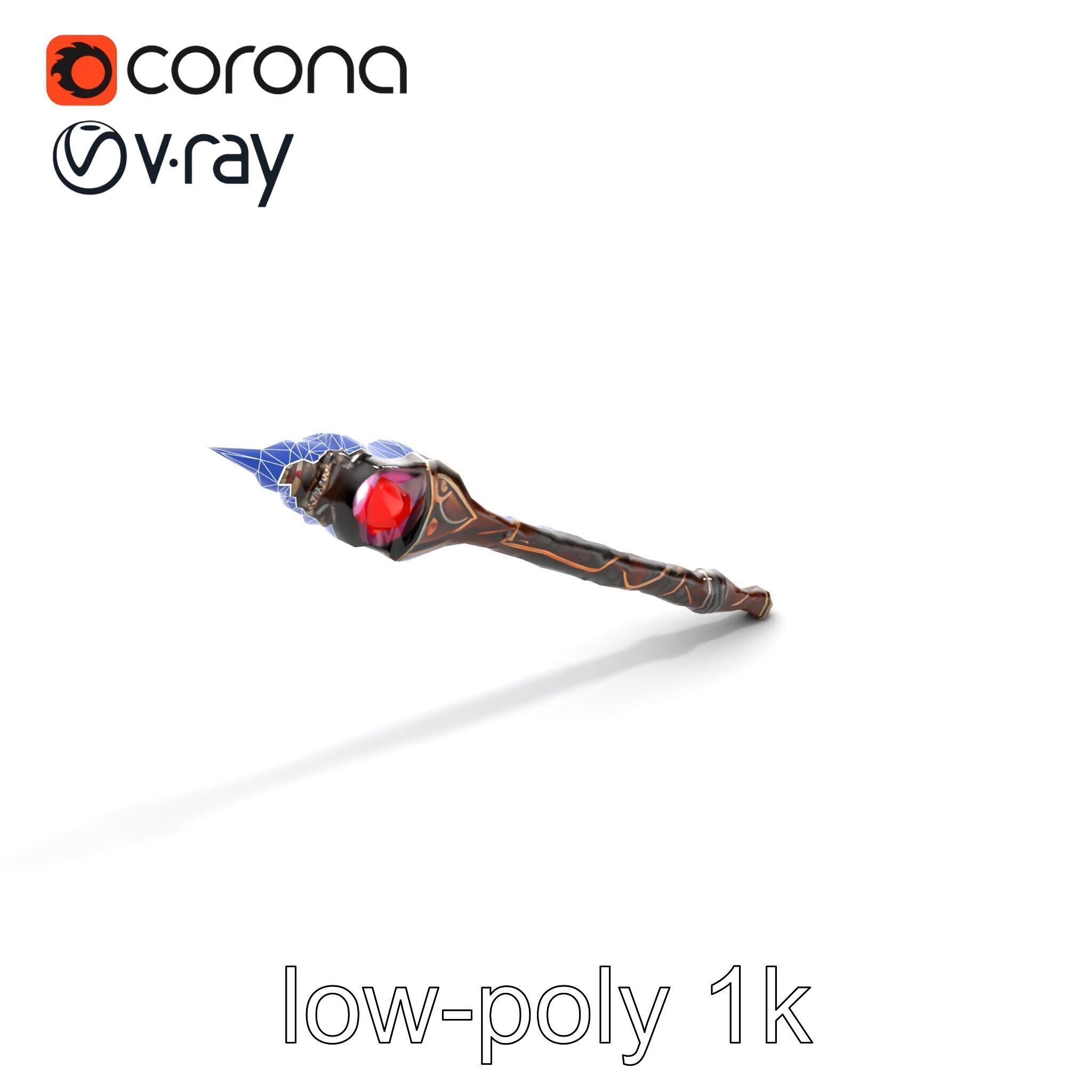 Enchanted Ruby DragonScale Staff model pack Low-poly 3D model_12