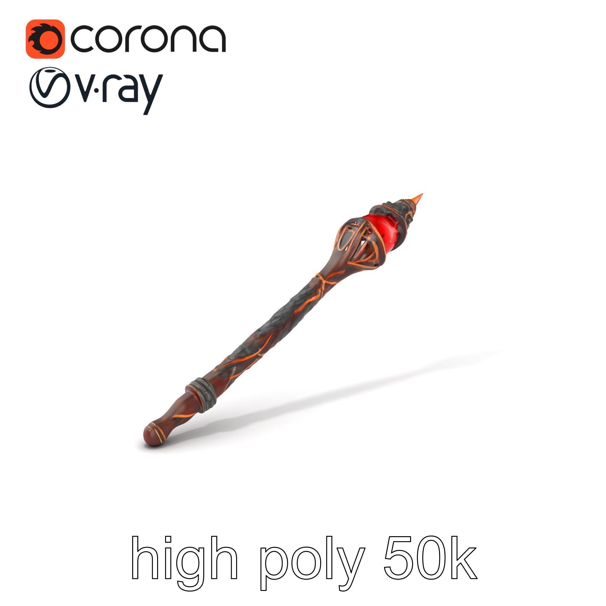 Enchanted Ruby DragonScale Staff model pack Low-poly 3D model_2