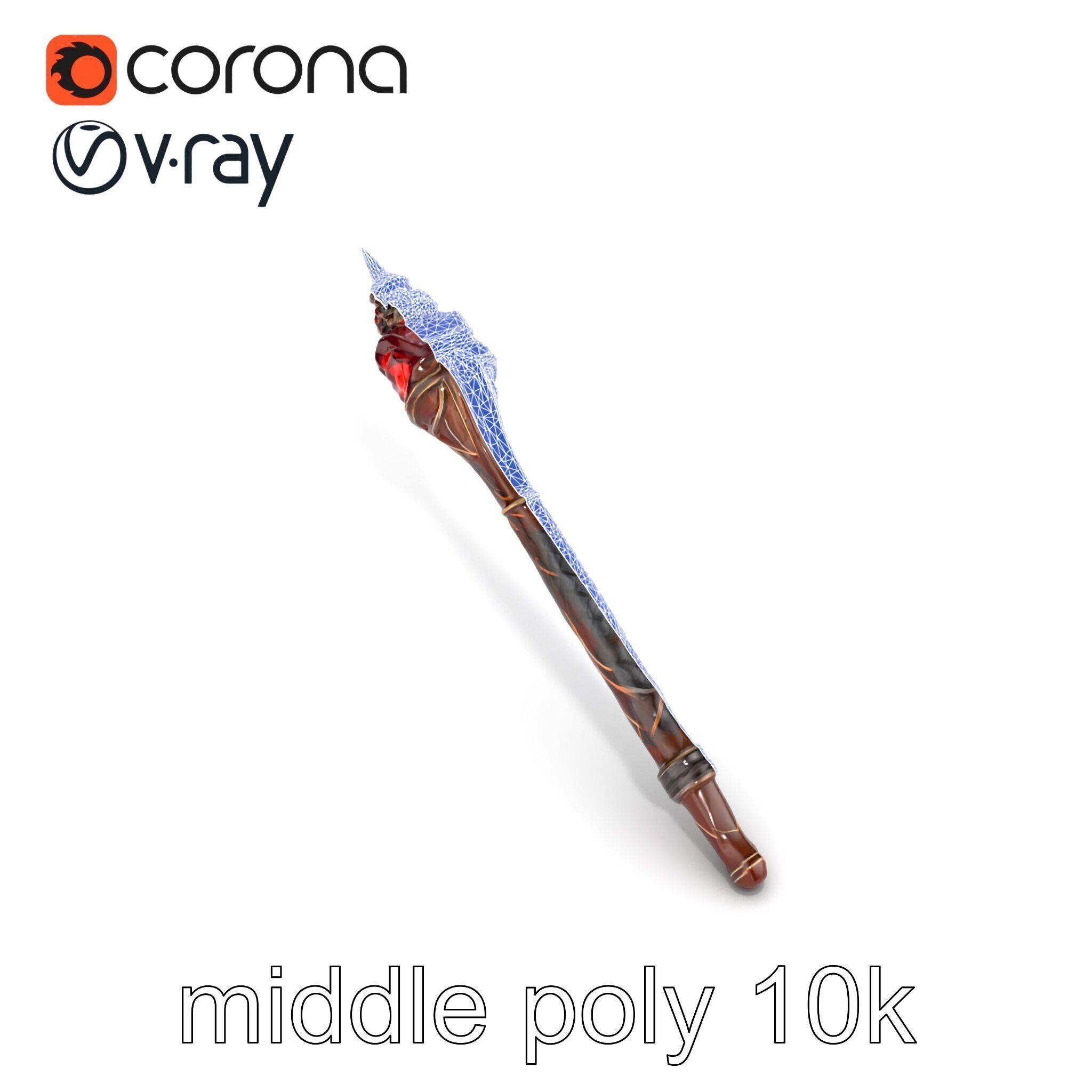 Enchanted Ruby DragonScale Staff model pack Low-poly 3D model_26