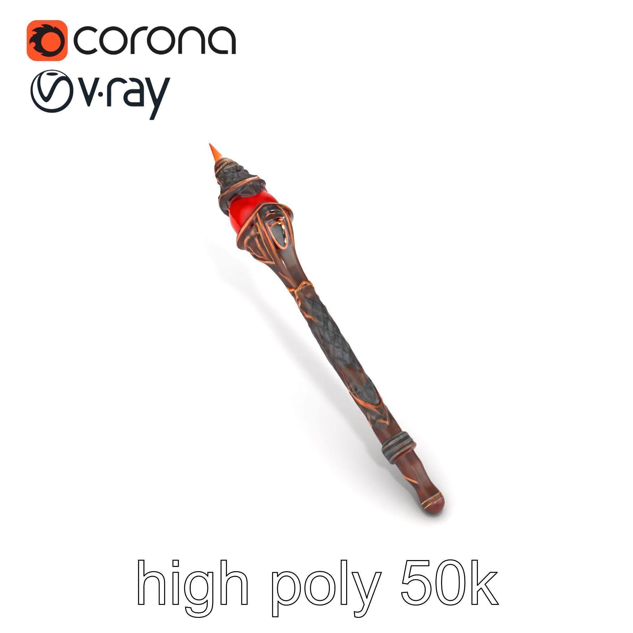 Enchanted Ruby DragonScale Staff model pack Low-poly 3D model_30