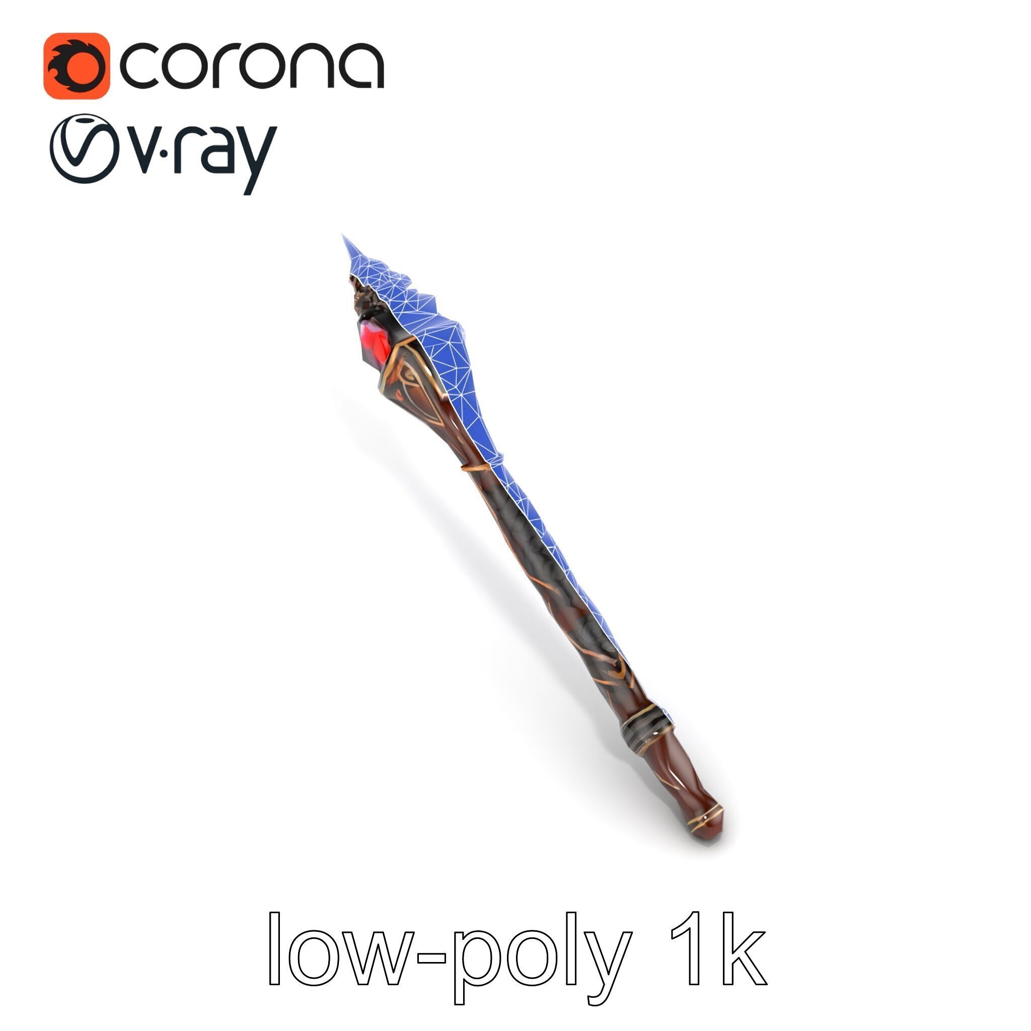 Enchanted Ruby DragonScale Staff model pack Low-poly 3D model_14