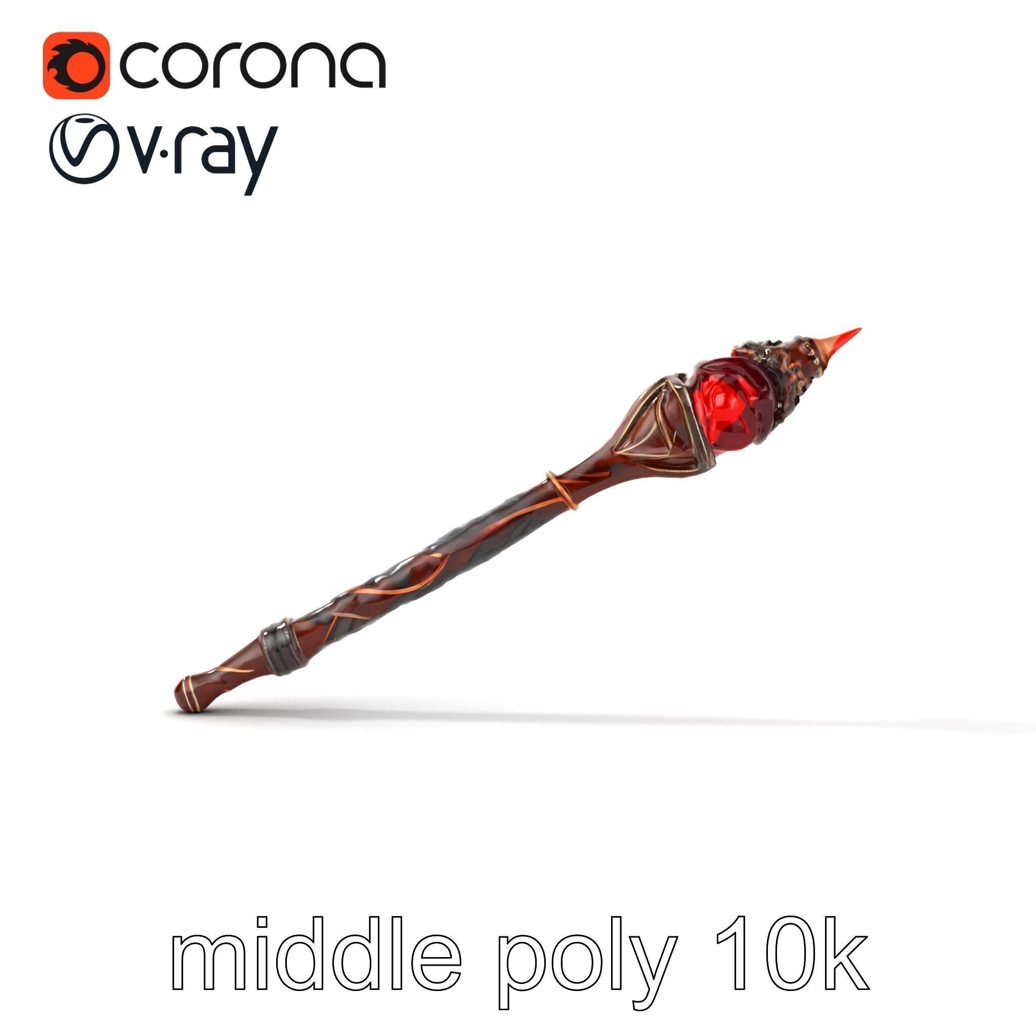 Enchanted Ruby DragonScale Staff model pack Low-poly 3D model_20