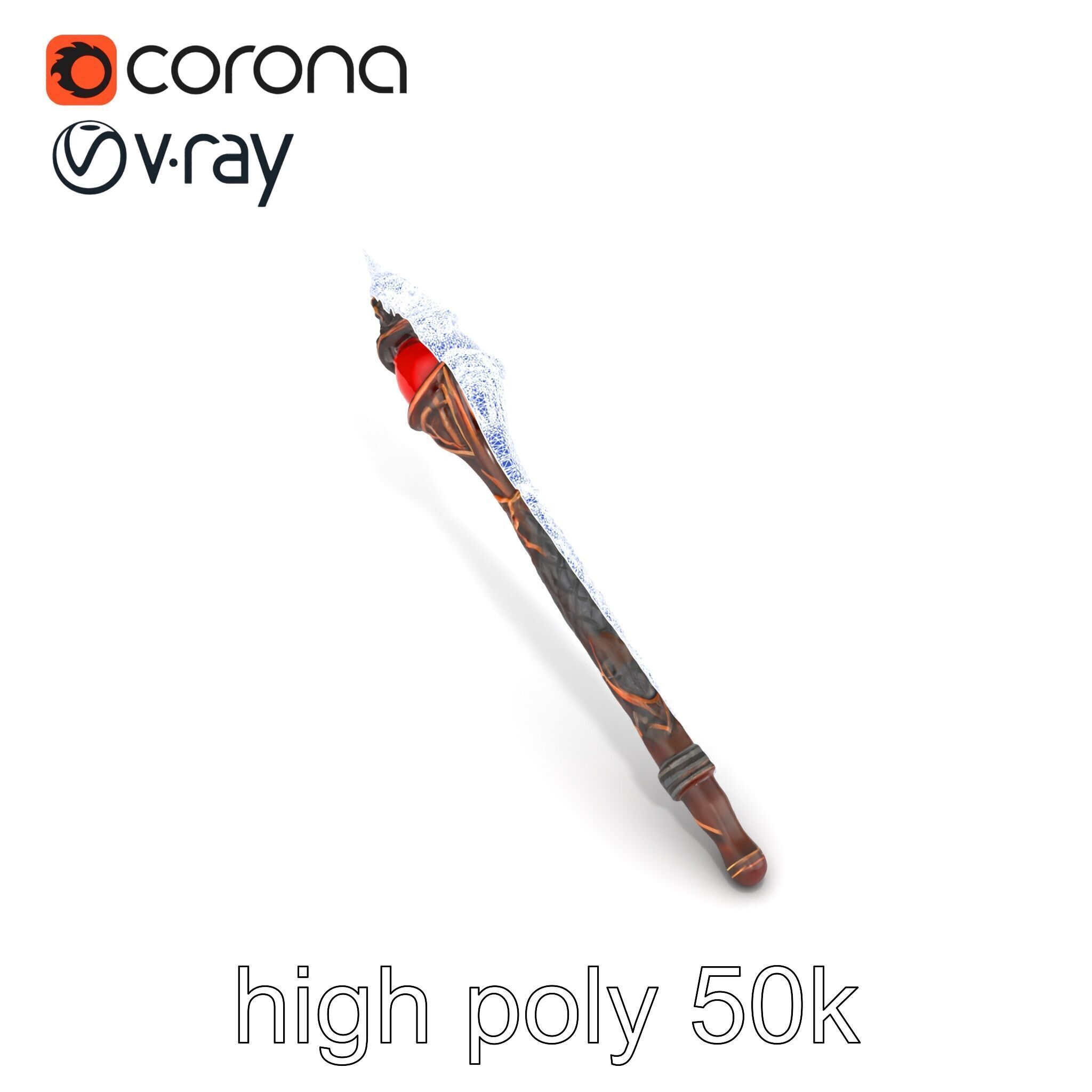 Enchanted Ruby DragonScale Staff model pack Low-poly 3D model_28