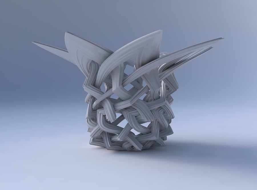 Bowl with interlacing lattice and extruded lines widened top 3D print model_4