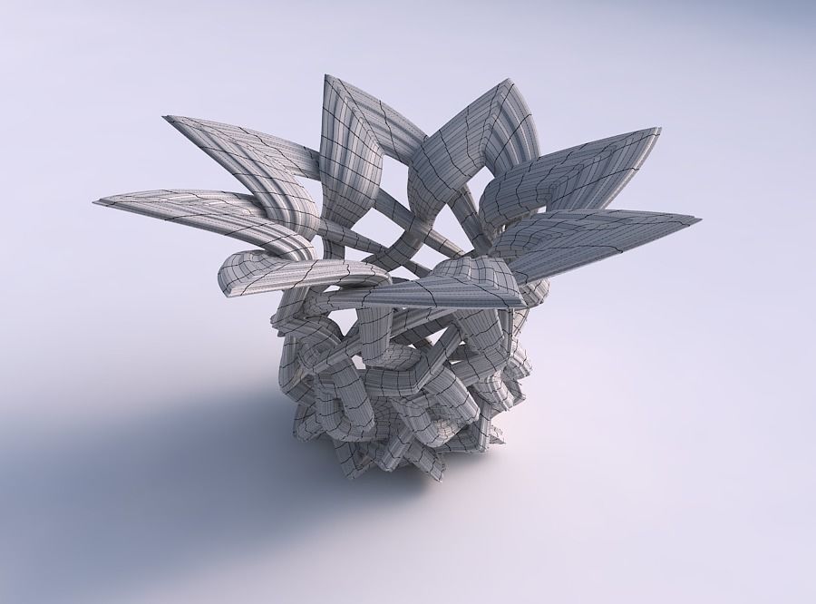 Bowl with interlacing lattice and extruded lines widened top 3D print model_5