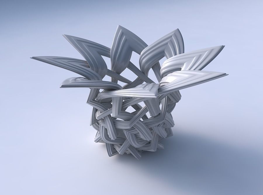 Bowl with interlacing lattice and extruded lines widened top 3D print model_3