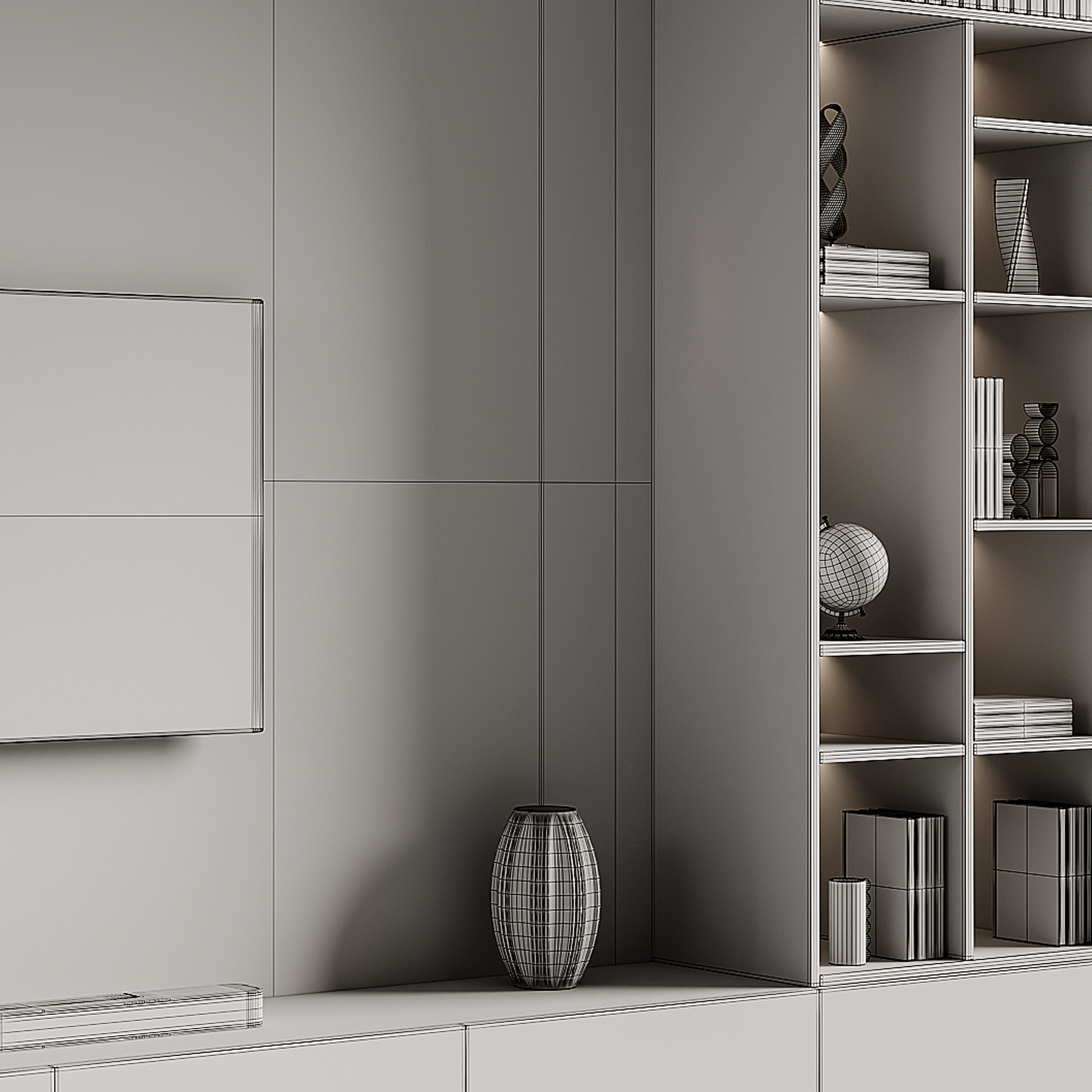 Modern TV Wall 013 3D model_14