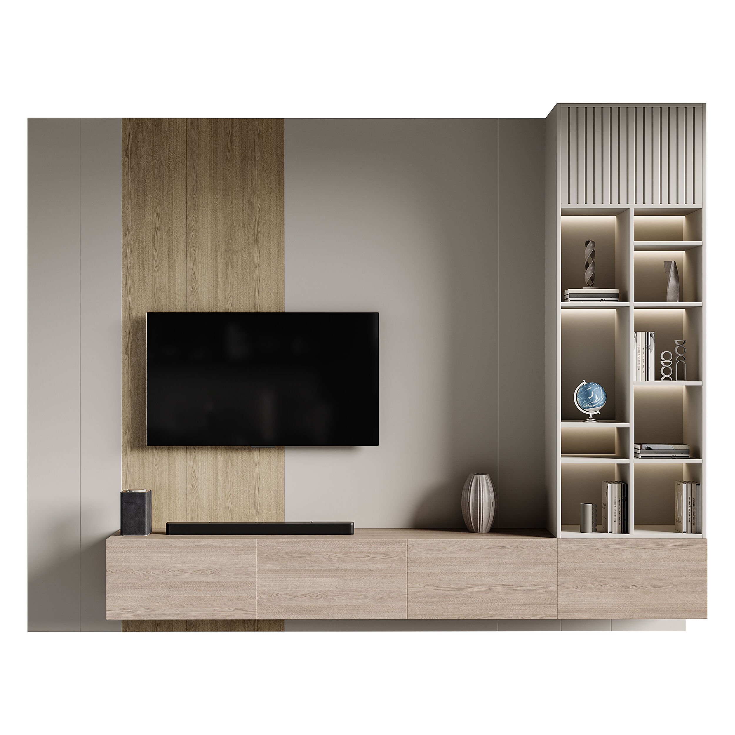 Modern TV Wall 013 3D model_4