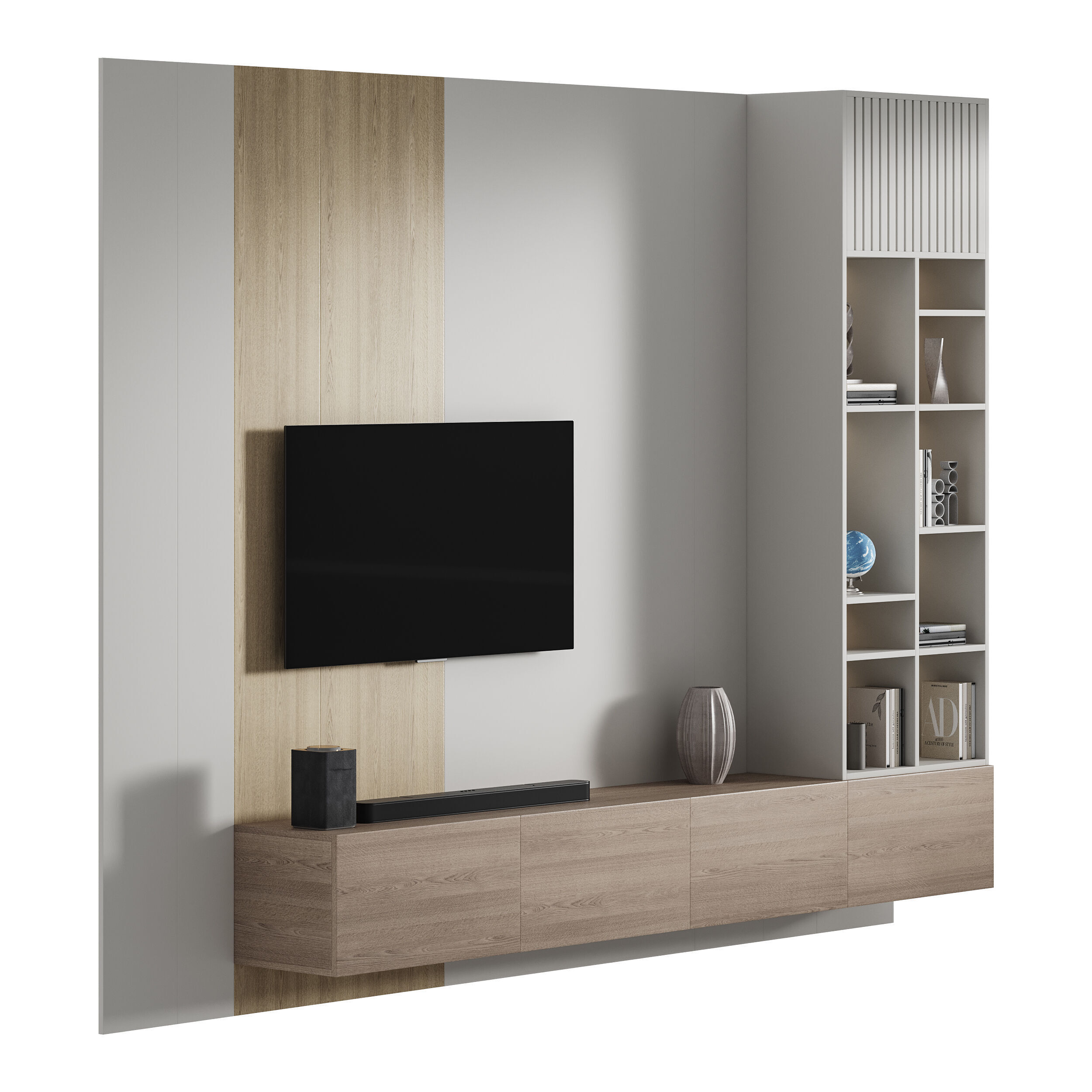 Modern TV Wall 013 3D model_3