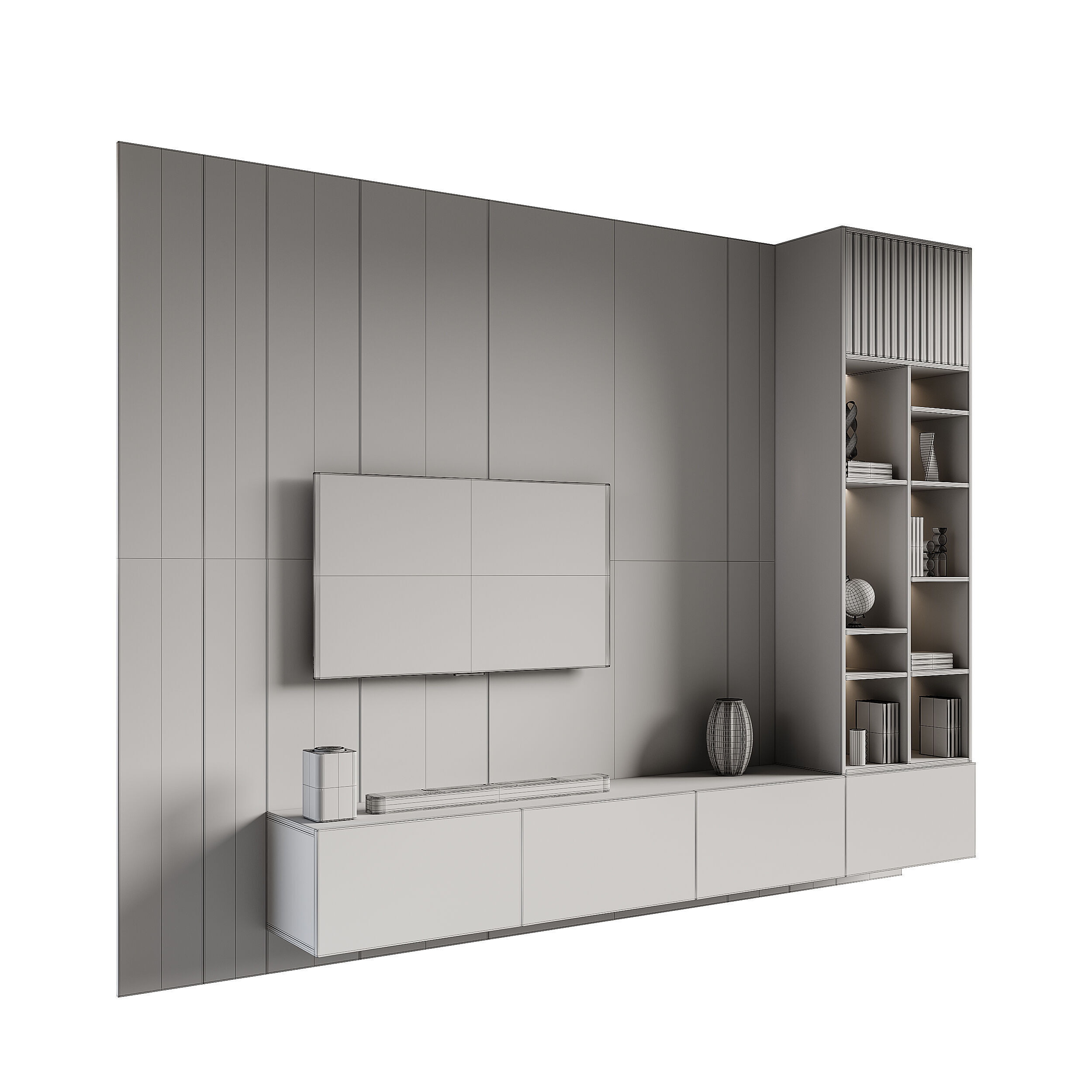 Modern TV Wall 013 3D model_13