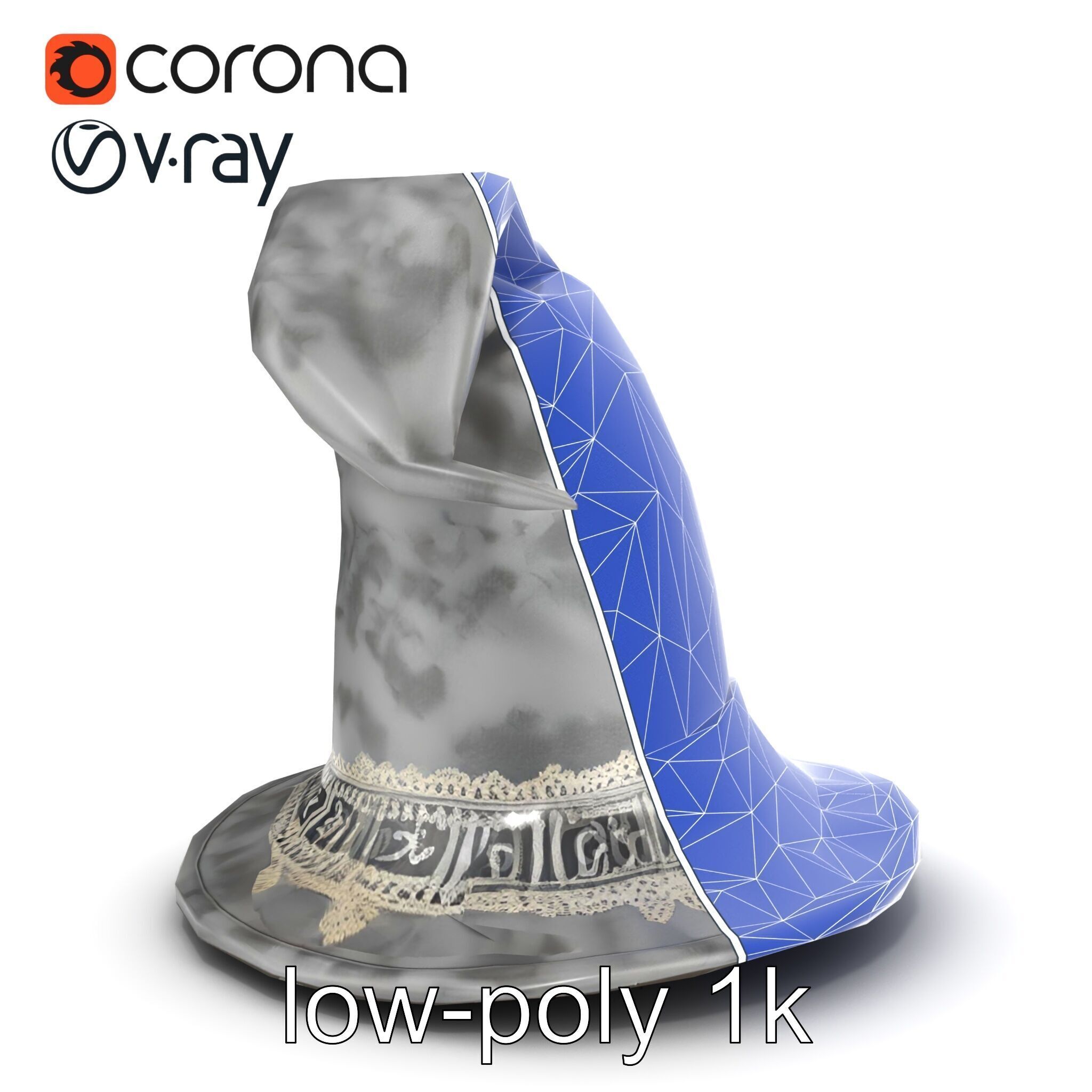 Mystic Wizards Hat with Enchanted Runes model pack Low-poly 3D model_15