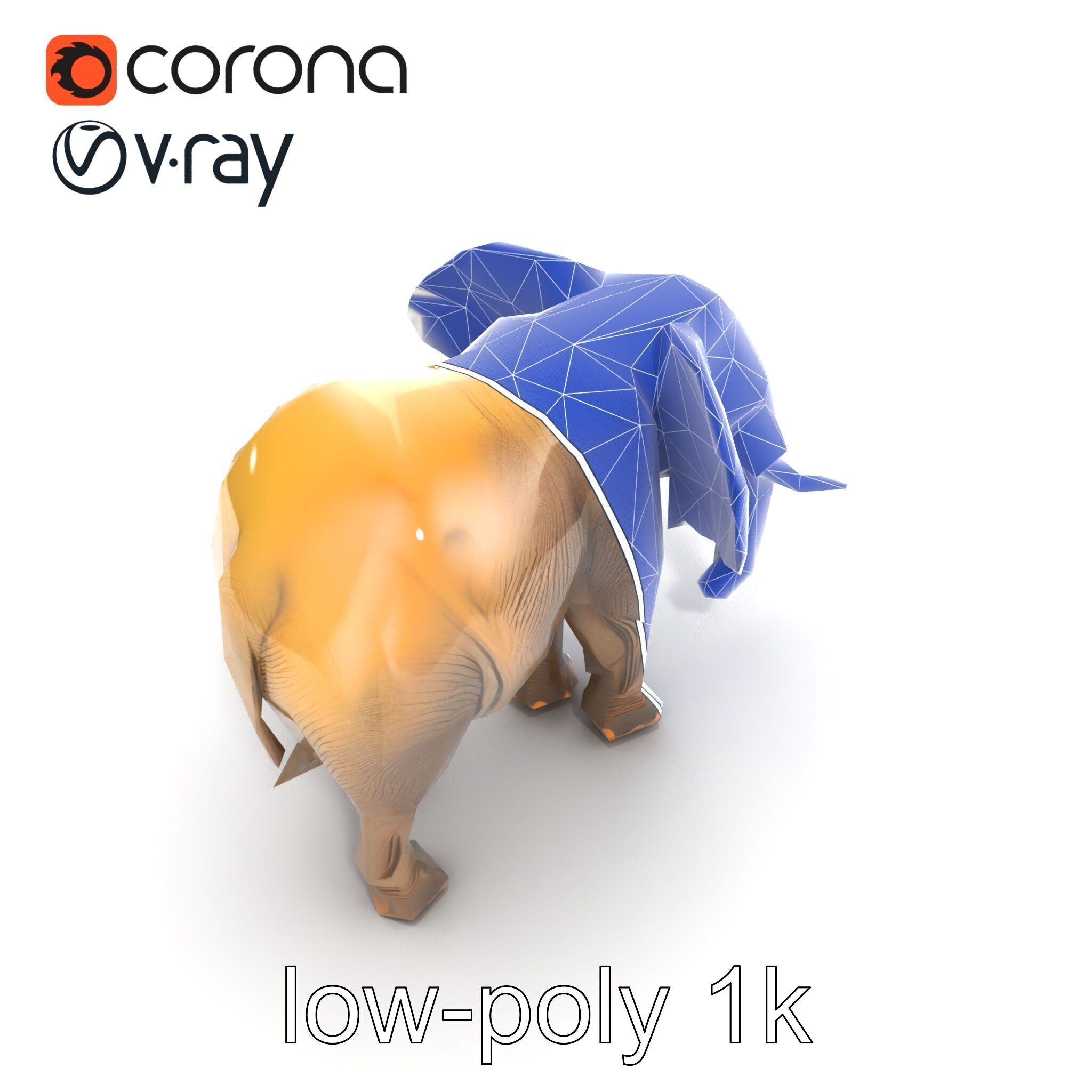 African Forest Elephant Realistic Sculpture model pack Low-poly 3D model_22