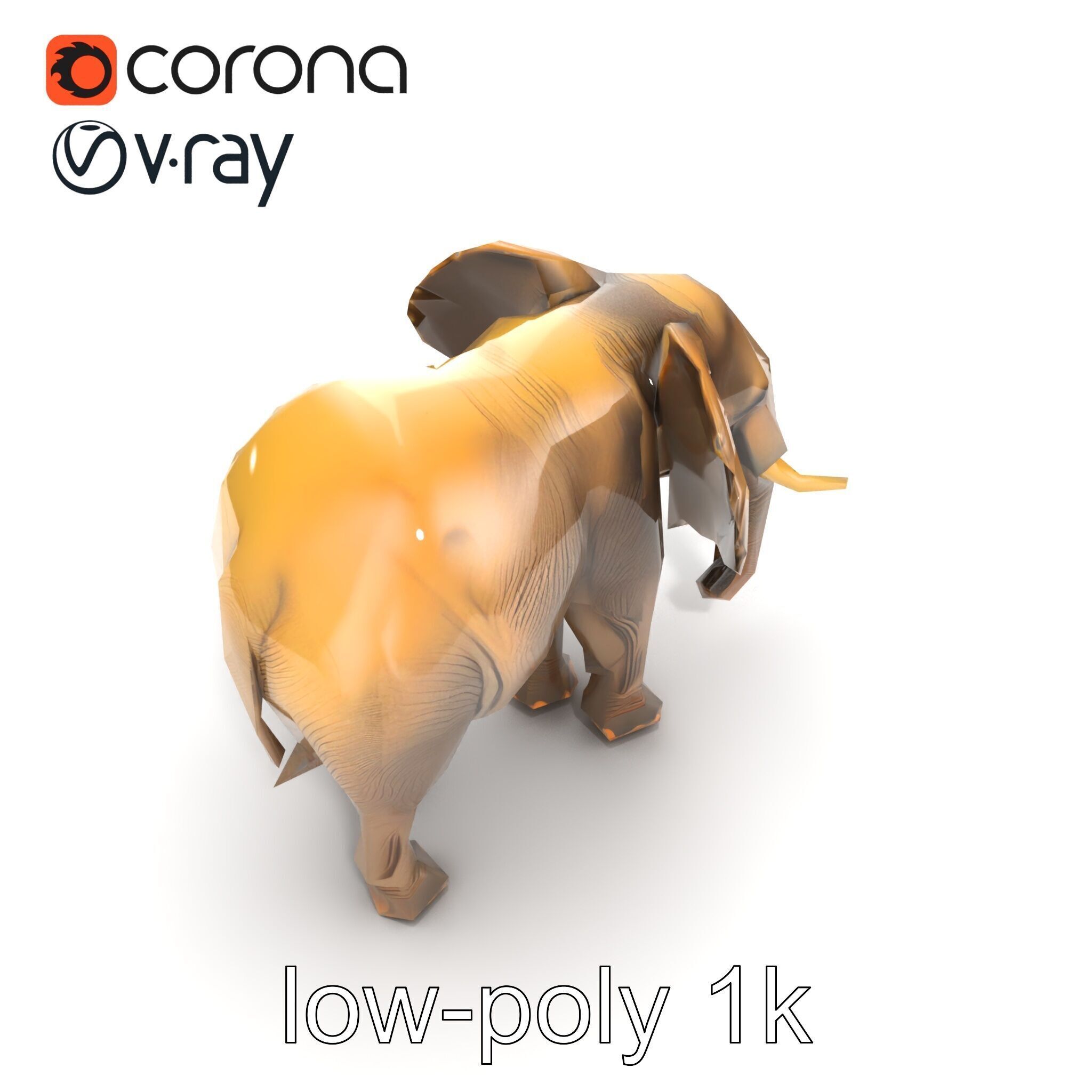 African Forest Elephant Realistic Sculpture model pack Low-poly 3D model_27