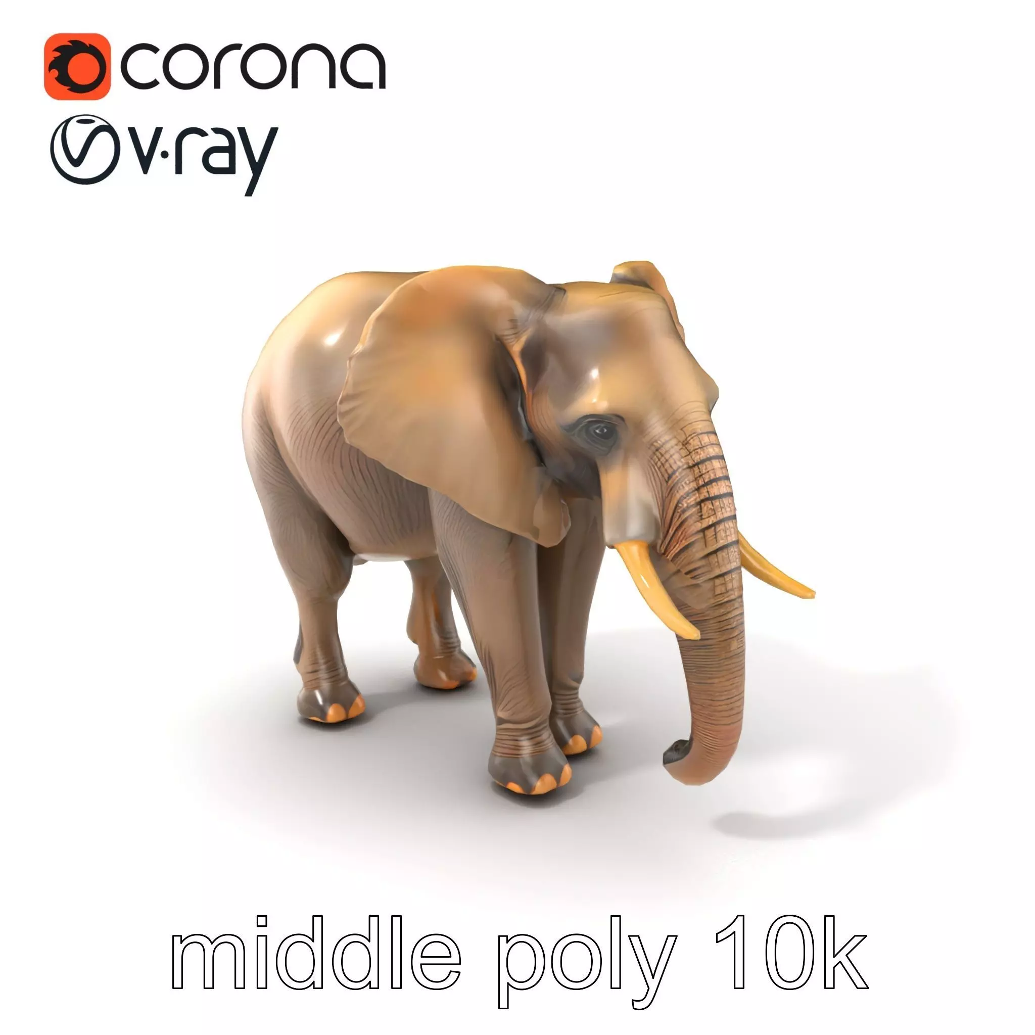 African Forest Elephant Realistic Sculpture model pack Low-poly 3D model_0