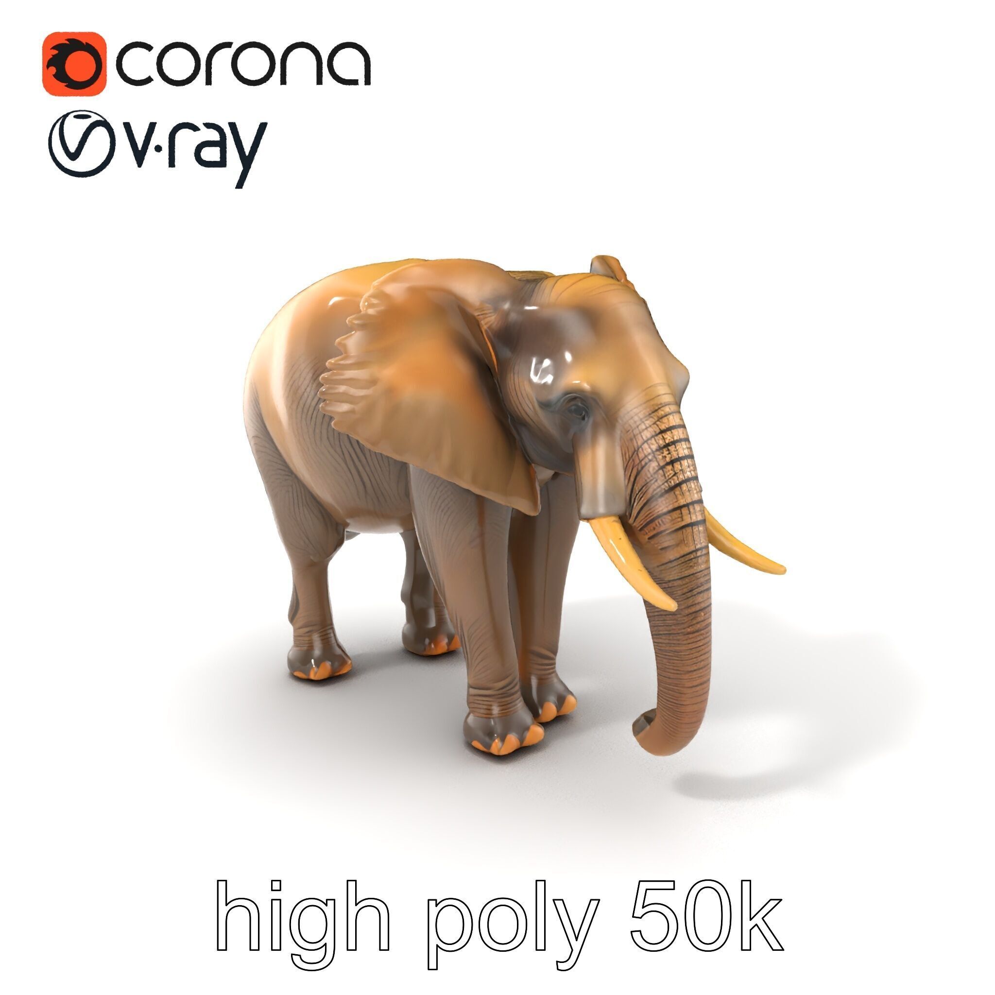 African Forest Elephant Realistic Sculpture model pack Low-poly 3D model_2