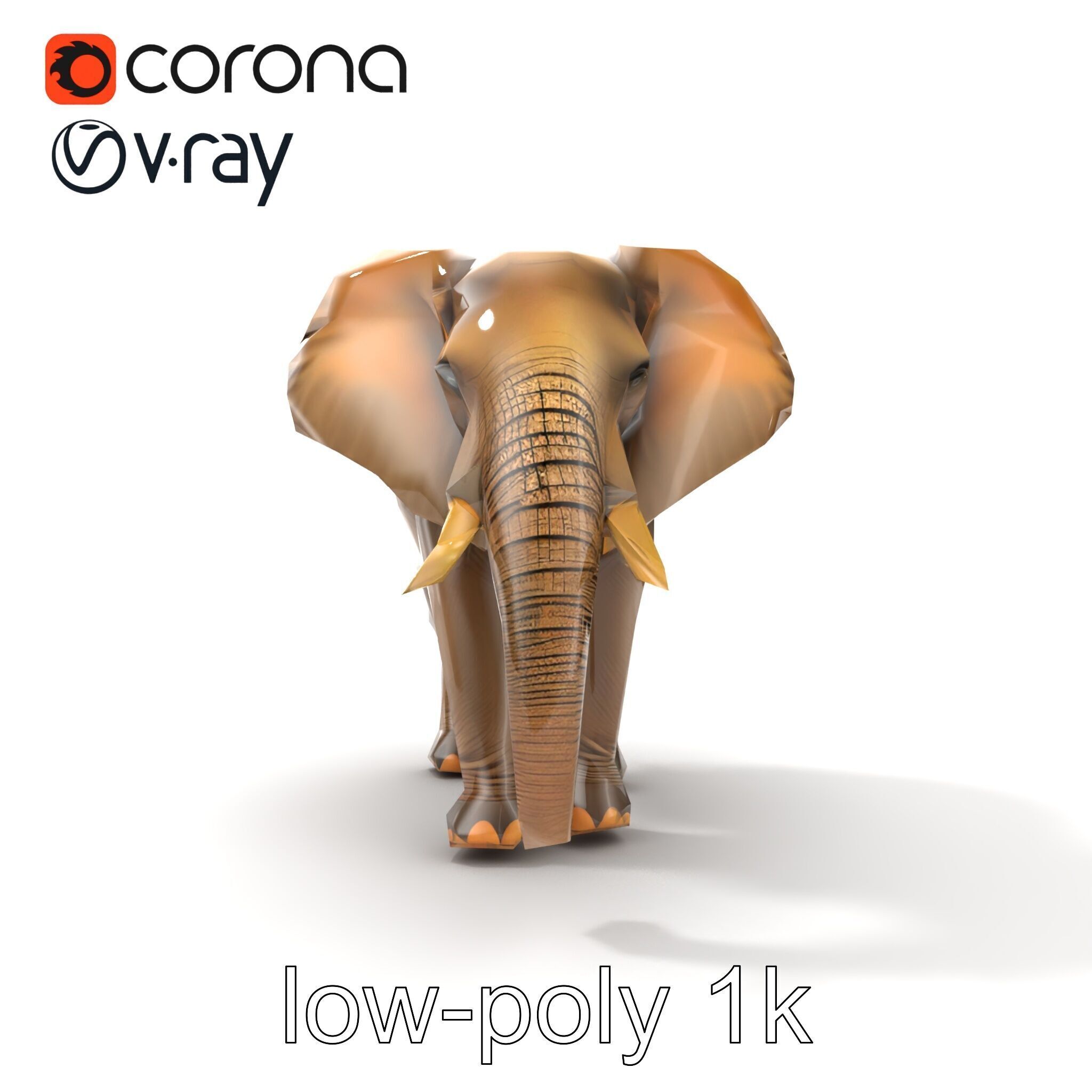 African Forest Elephant Realistic Sculpture model pack Low-poly 3D model_12