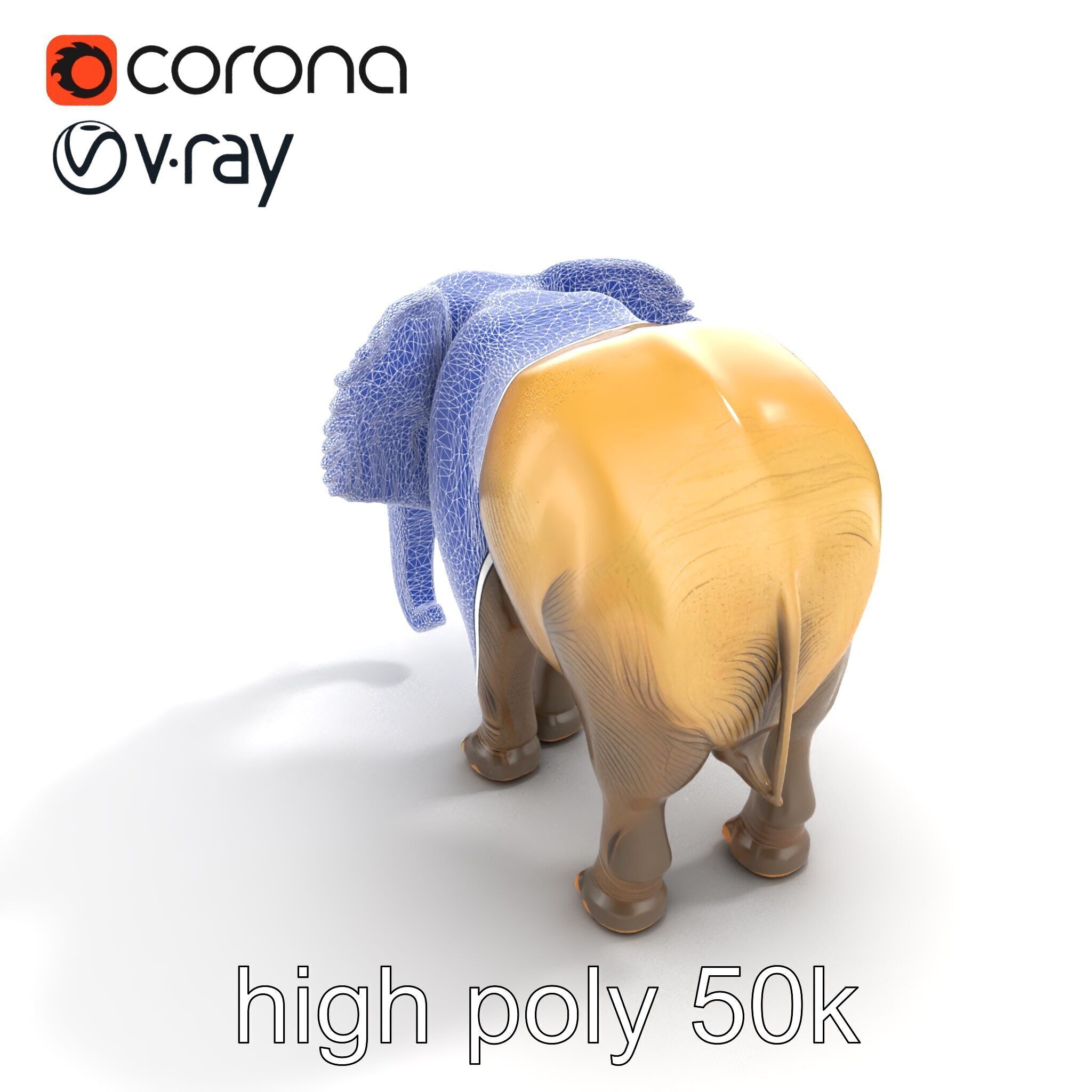 African Forest Elephant Realistic Sculpture model pack Low-poly 3D model_29