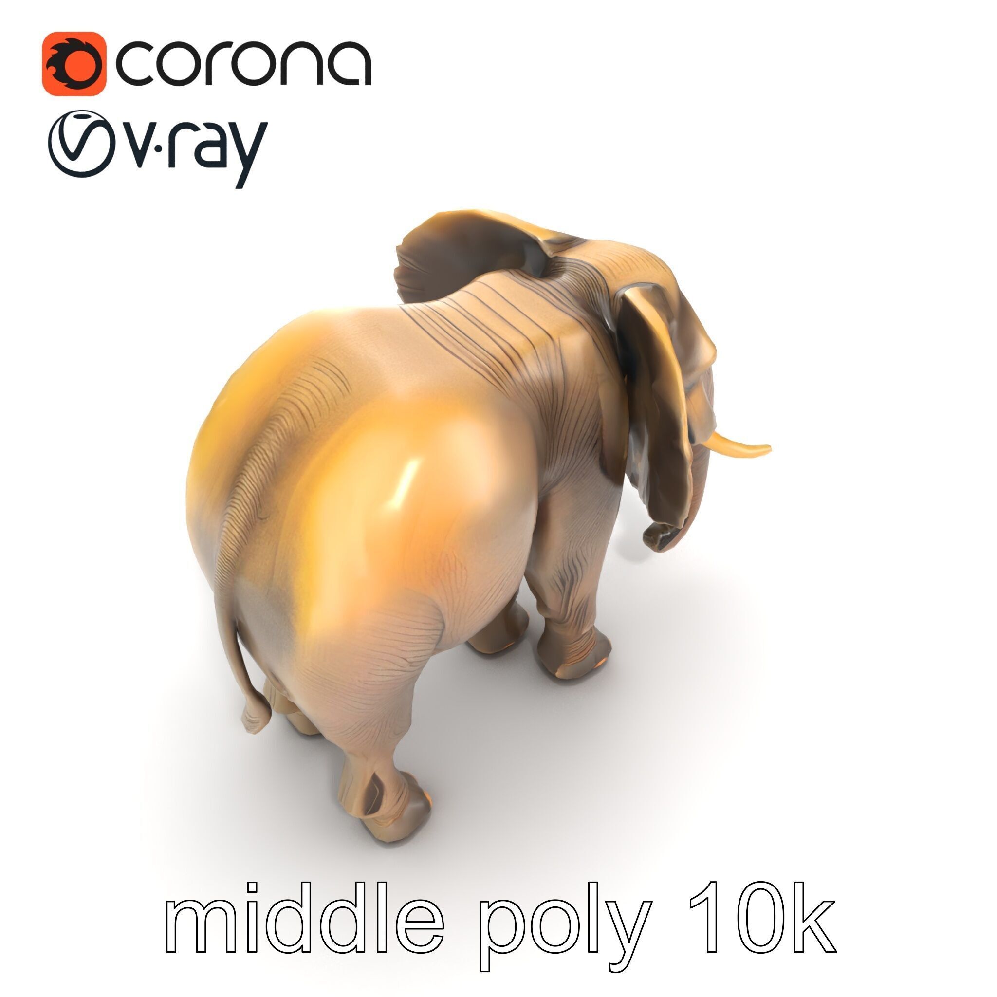 African Forest Elephant Realistic Sculpture model pack Low-poly 3D model_14