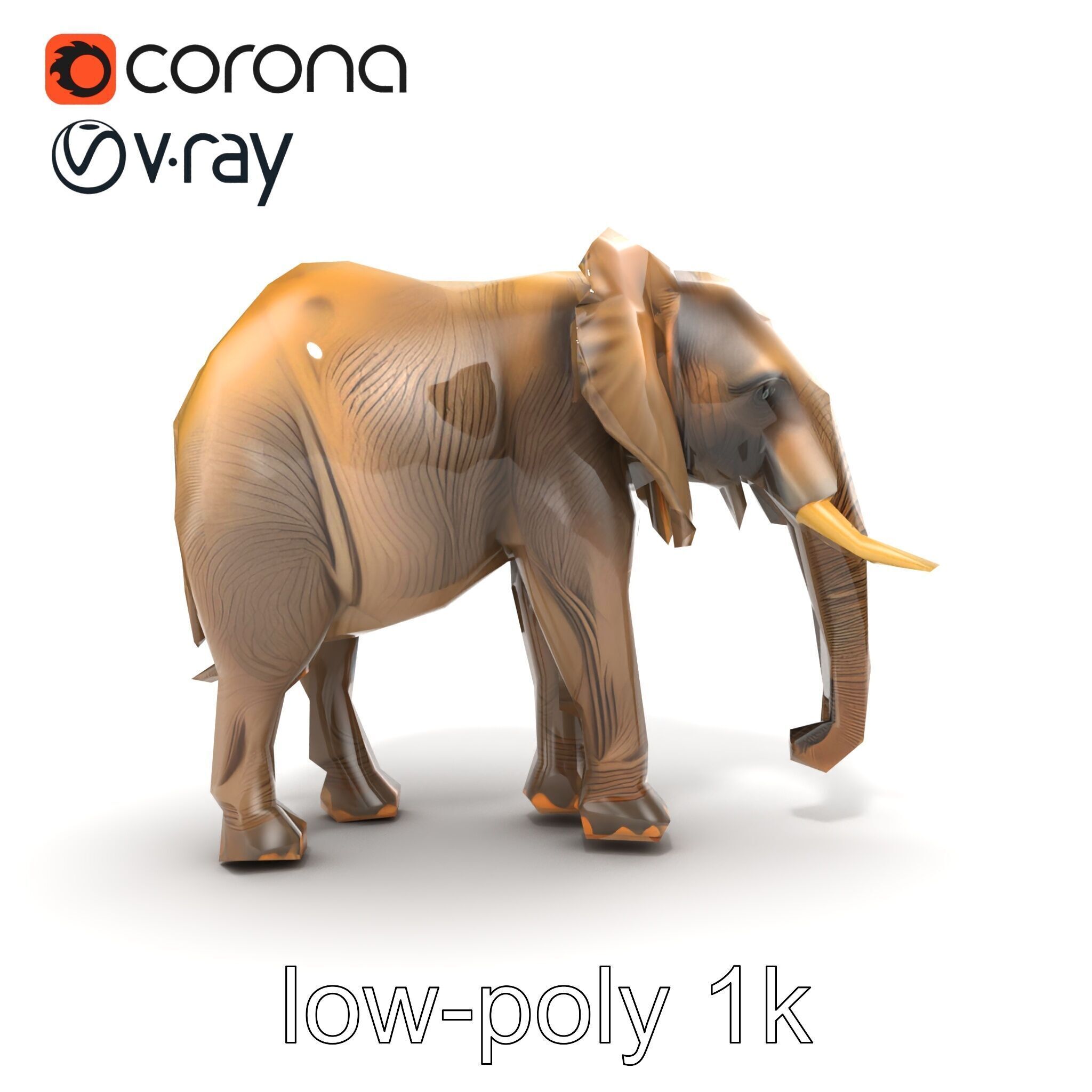 African Forest Elephant Realistic Sculpture model pack Low-poly 3D model_18