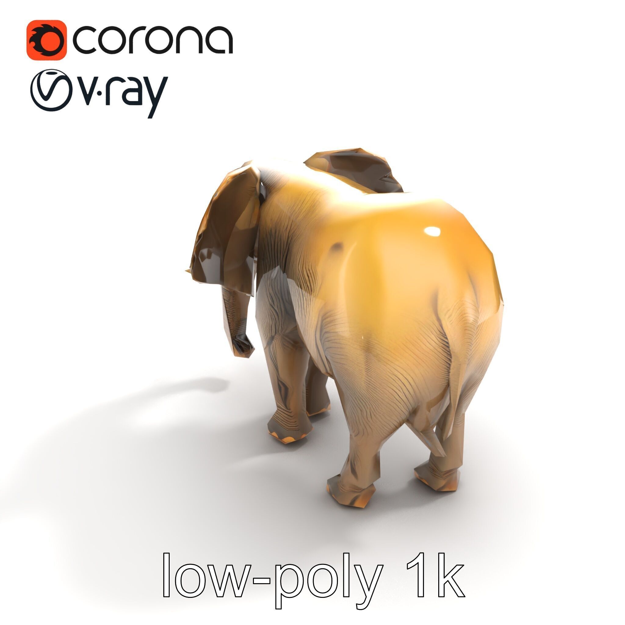 African Forest Elephant Realistic Sculpture model pack Low-poly 3D model_9