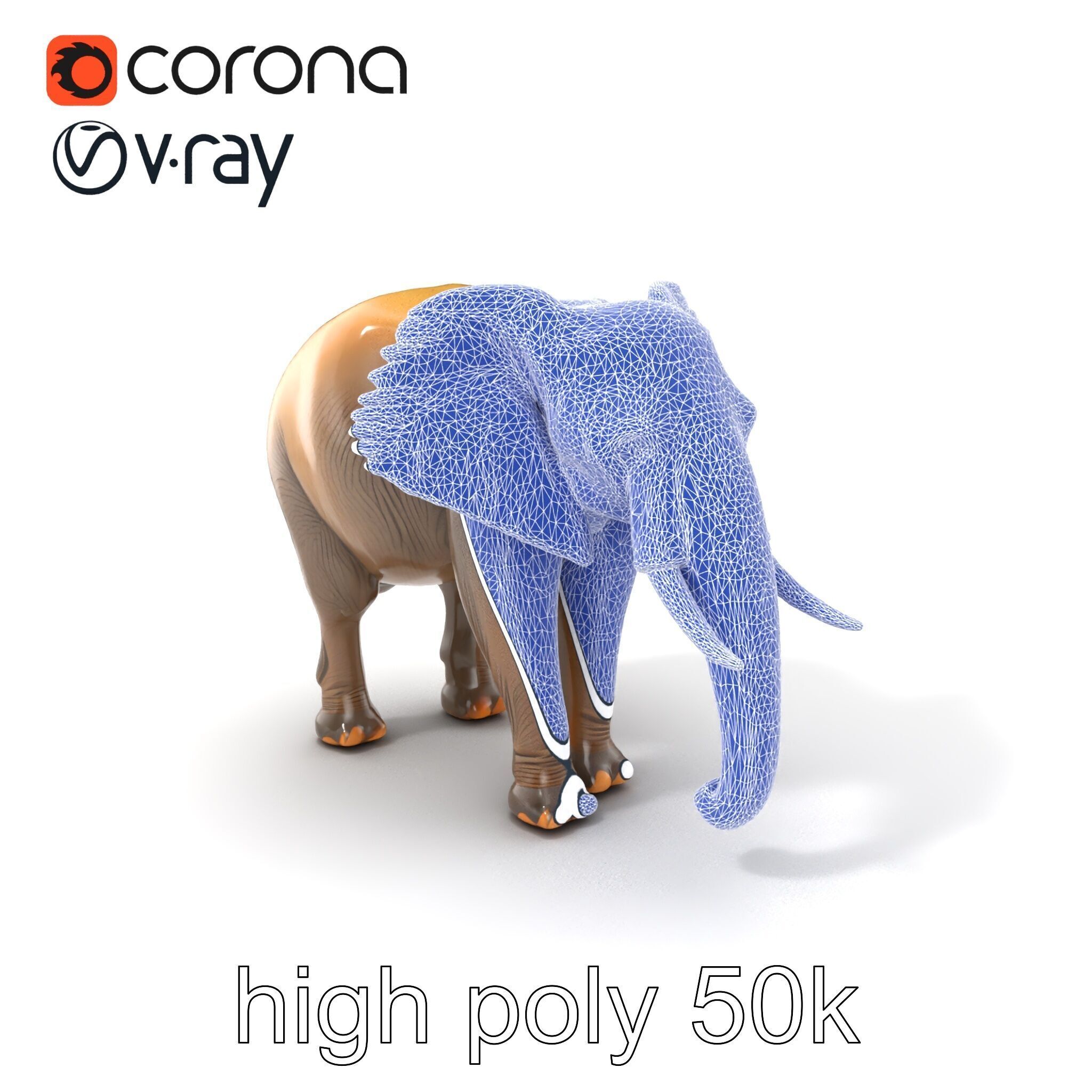 African Forest Elephant Realistic Sculpture model pack Low-poly 3D model_10