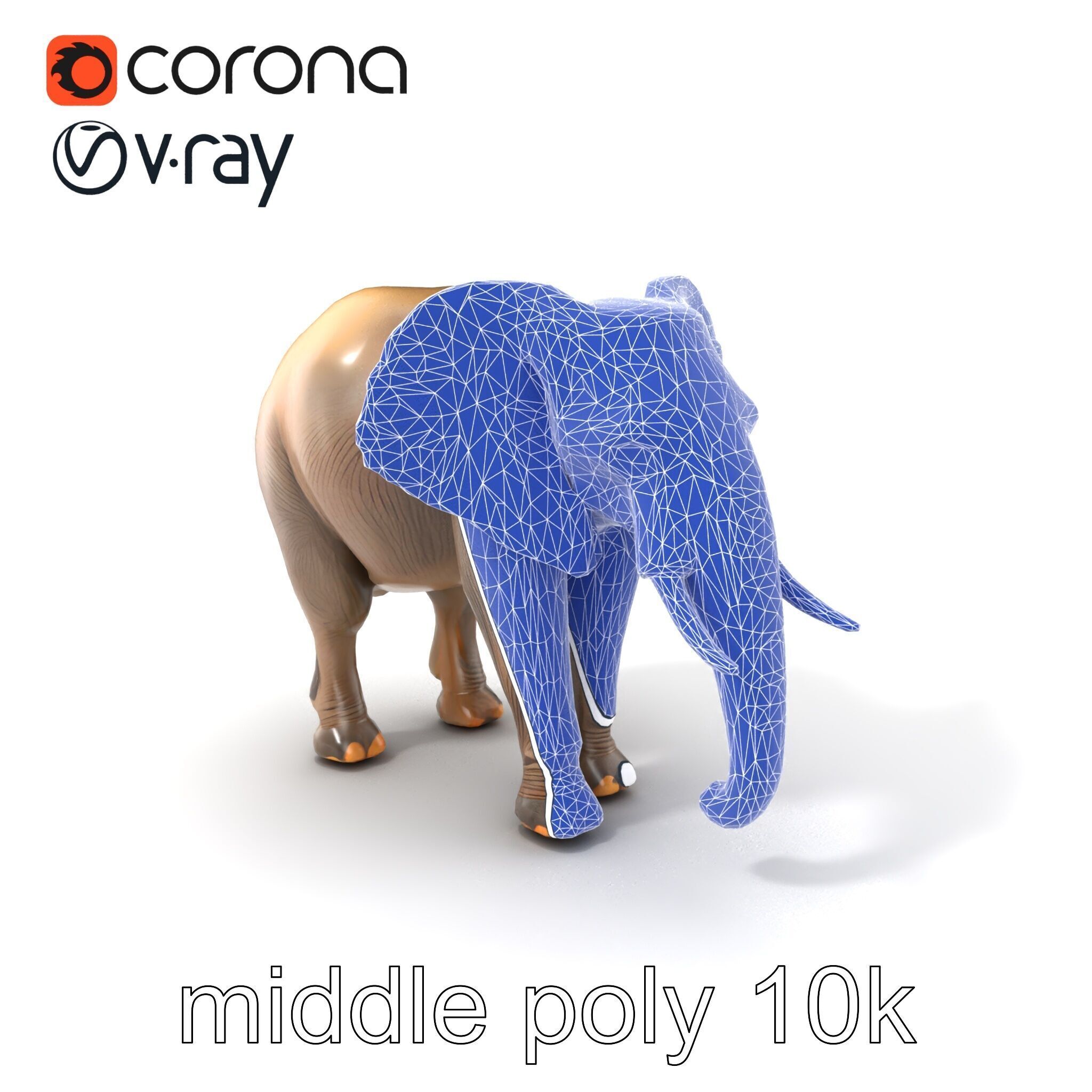African Forest Elephant Realistic Sculpture model pack Low-poly 3D model_6