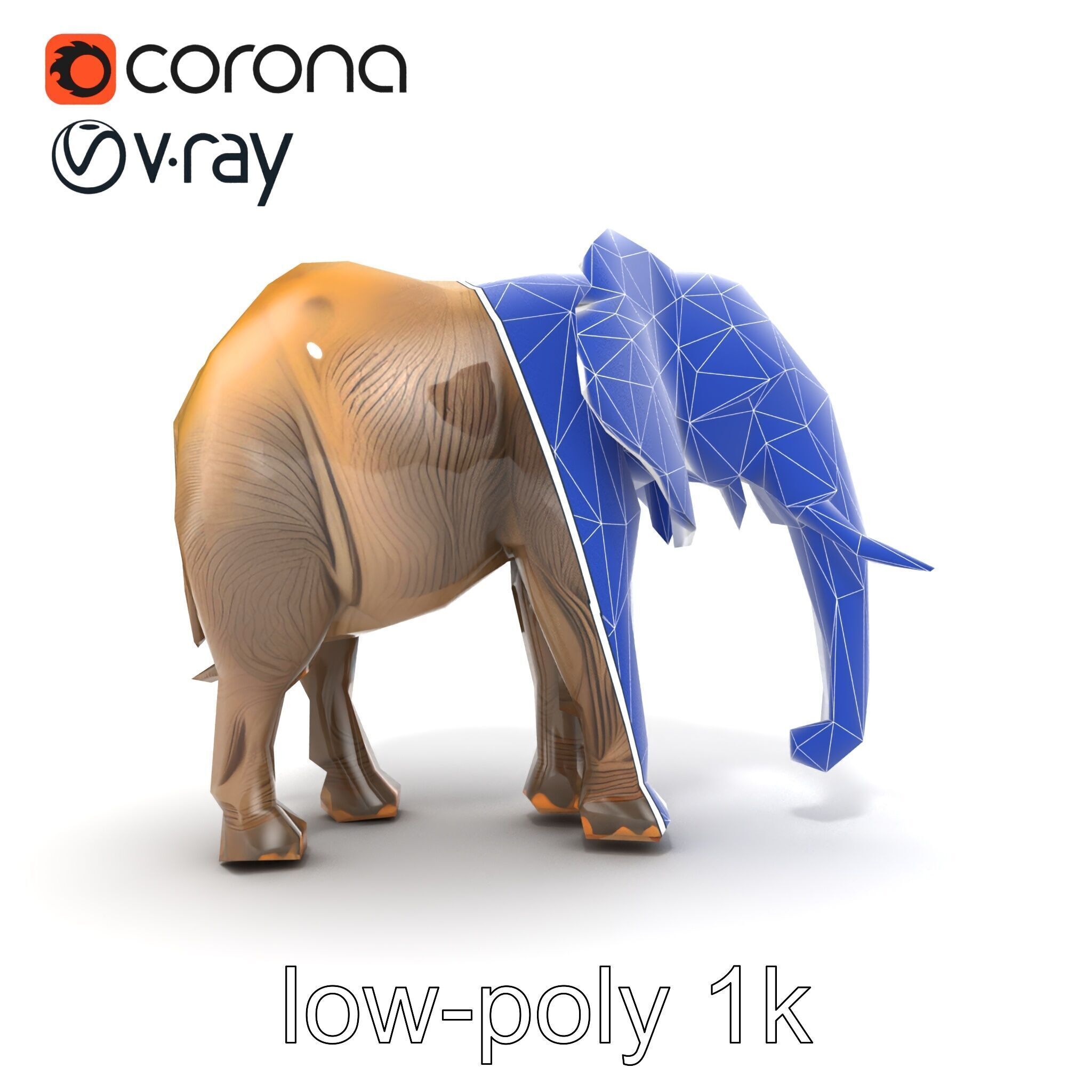 African Forest Elephant Realistic Sculpture model pack Low-poly 3D model_30