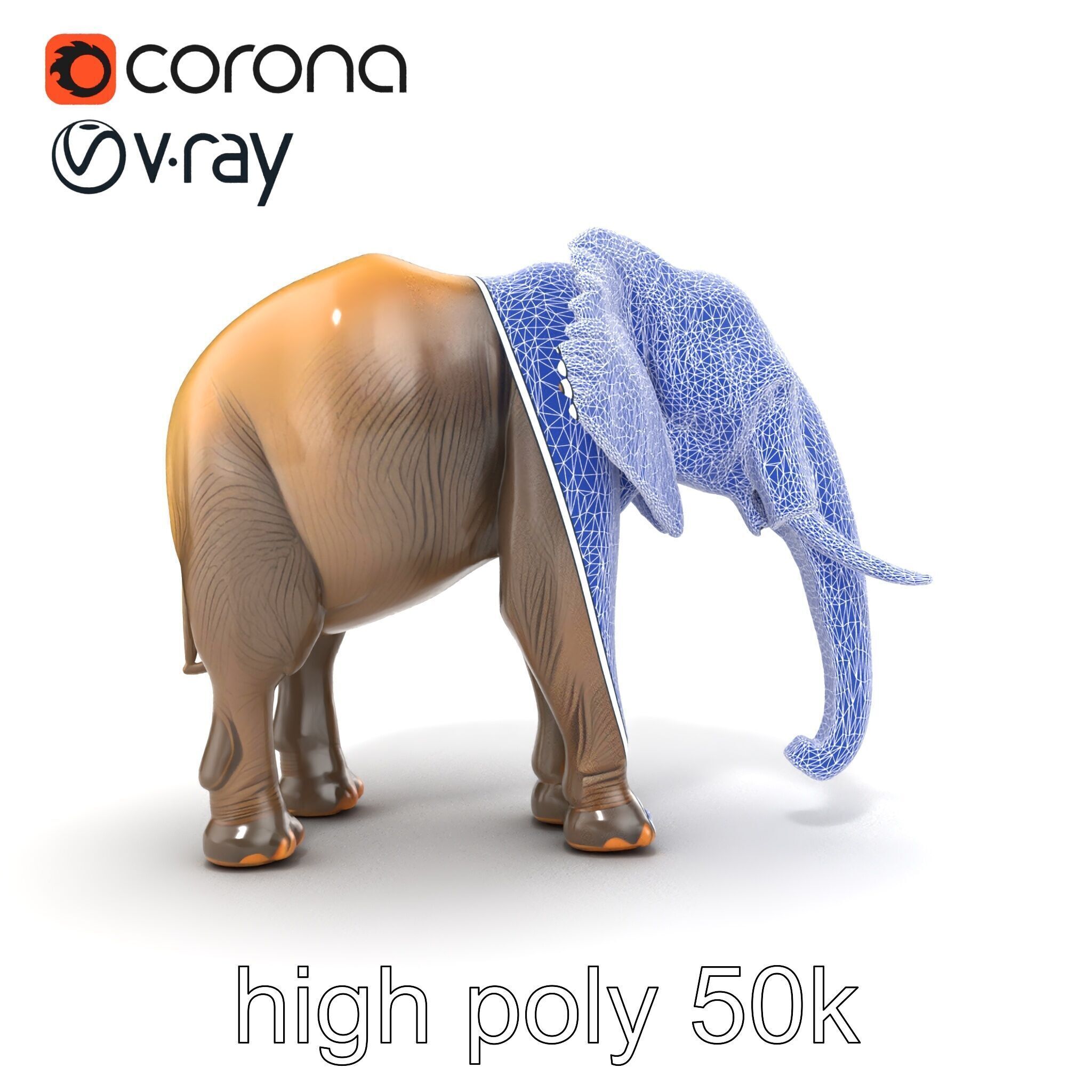 African Forest Elephant Realistic Sculpture model pack Low-poly 3D model_32