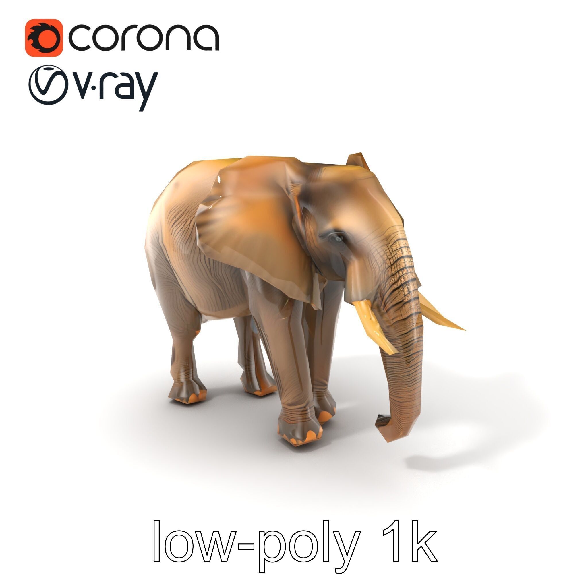 African Forest Elephant Realistic Sculpture model pack Low-poly 3D model_5