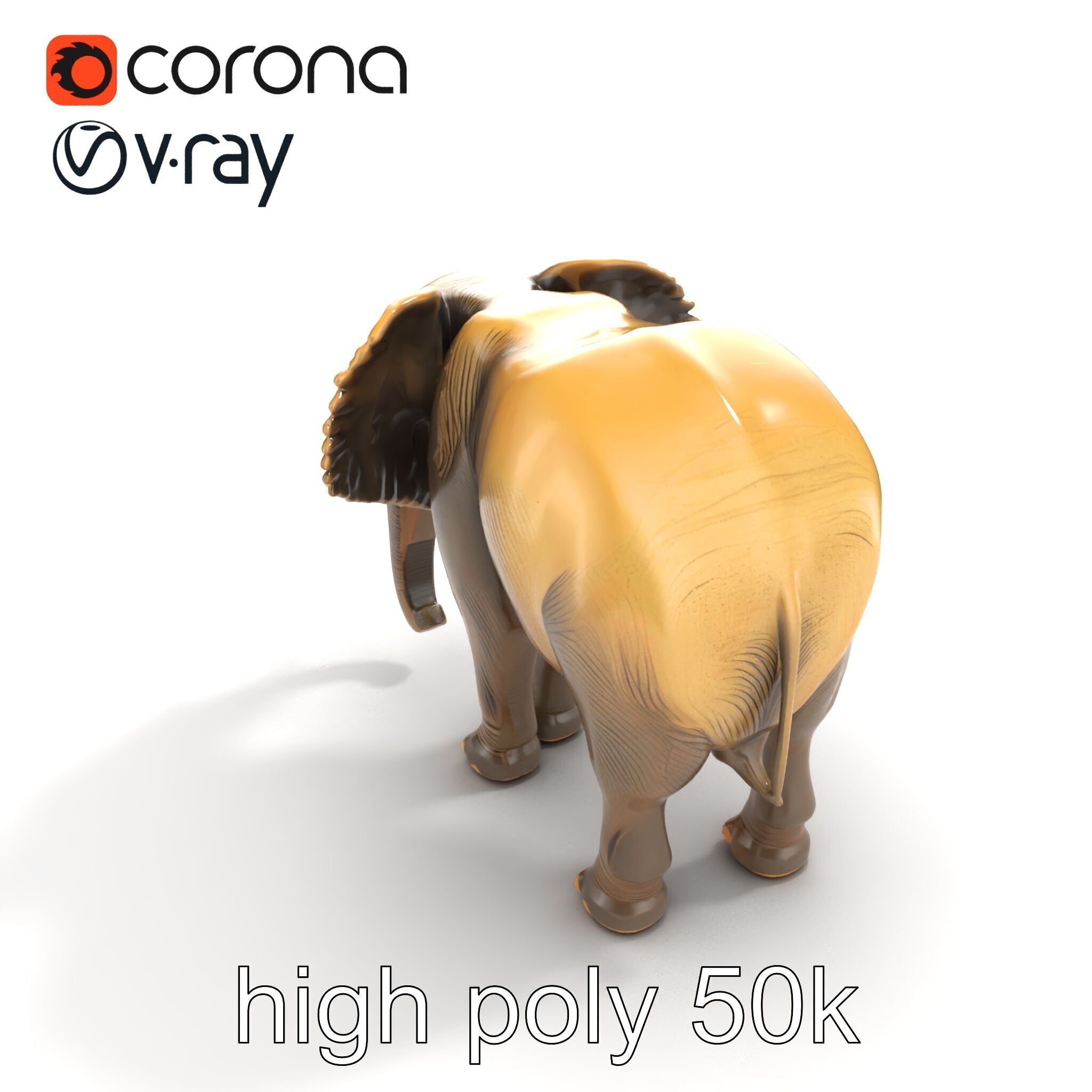 African Forest Elephant Realistic Sculpture model pack Low-poly 3D model_28