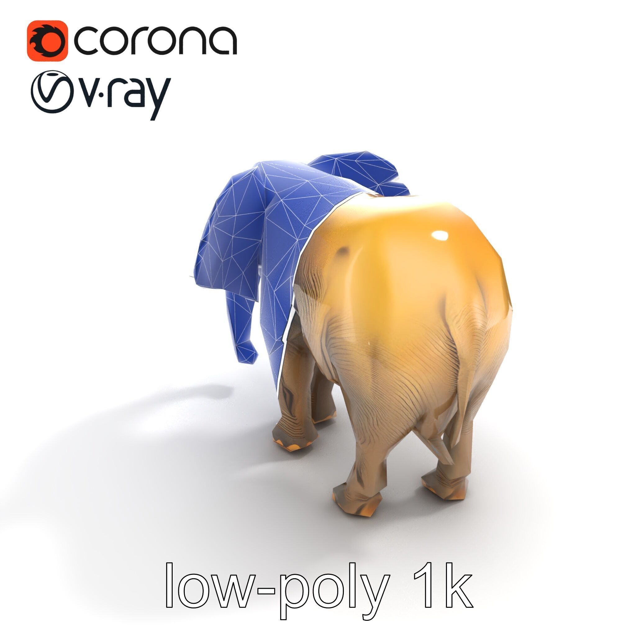 African Forest Elephant Realistic Sculpture model pack Low-poly 3D model_11